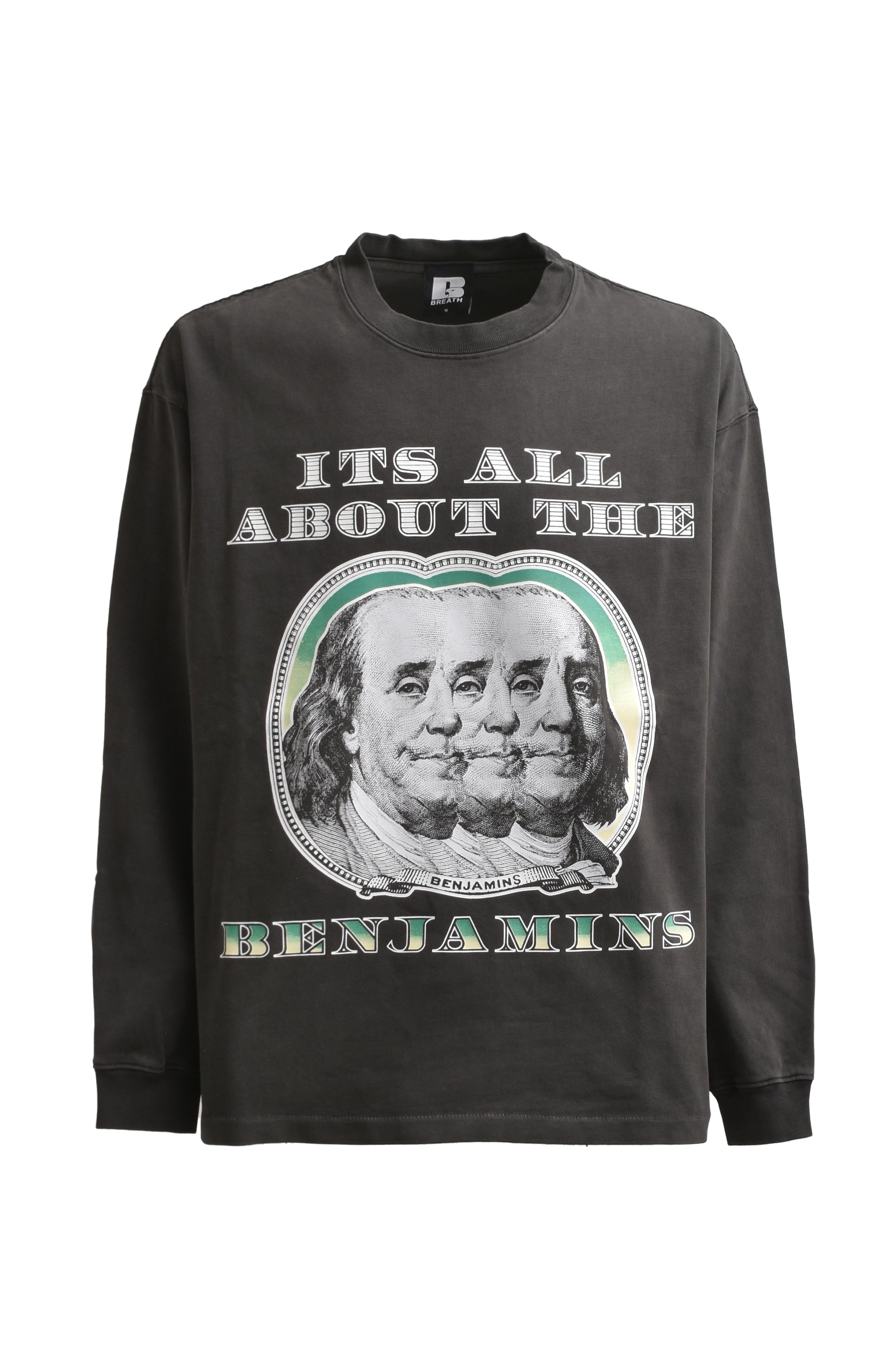 THREE BENJAMINS LS TEE / BLACK – BREATH - サイズ 着丈 身幅 肩幅 