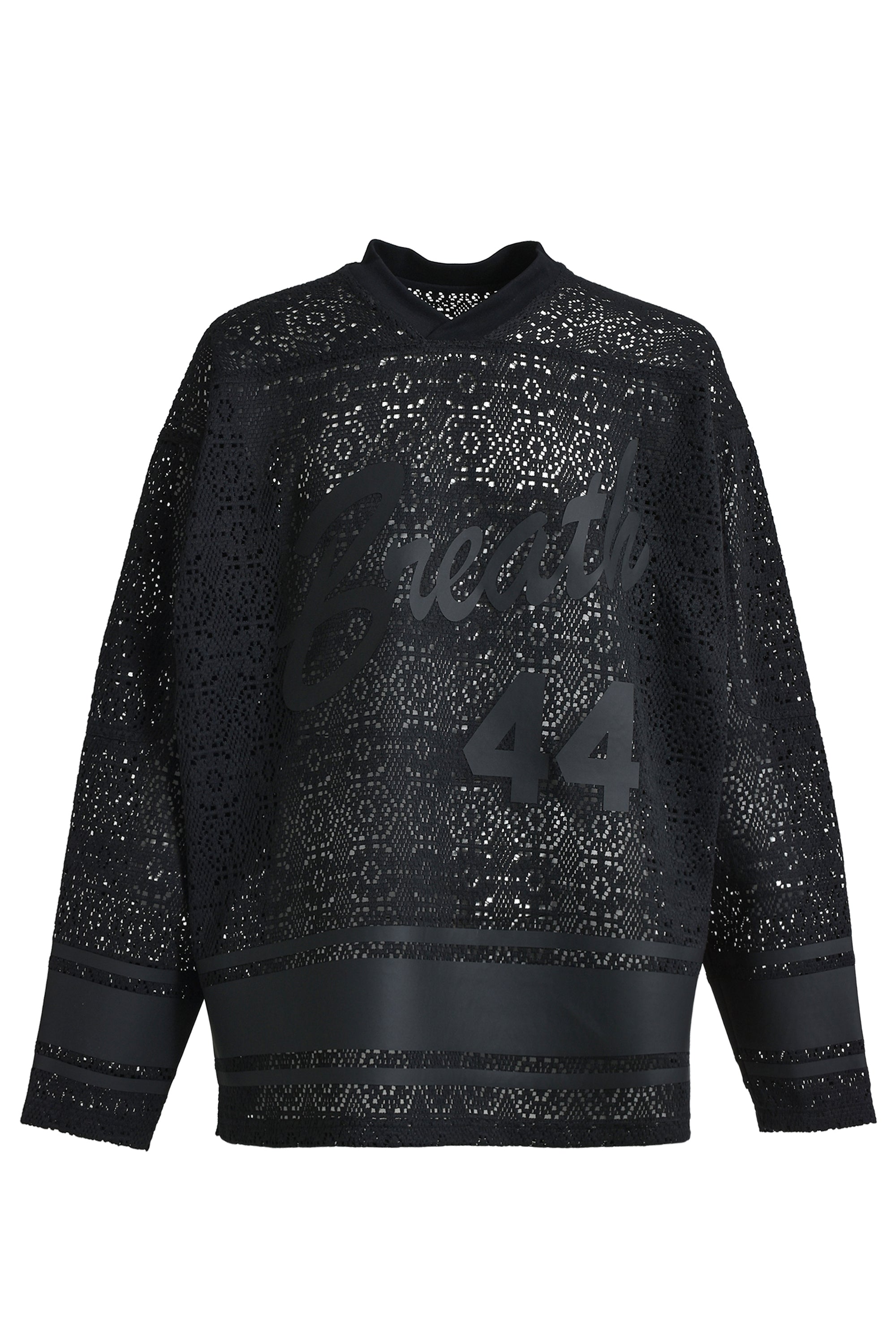 【BREATH】 CROCHET LS GAME SHIRT CROCHET LS GAME SHIRT / BLACK – BREATH - サイズ 着丈 身幅