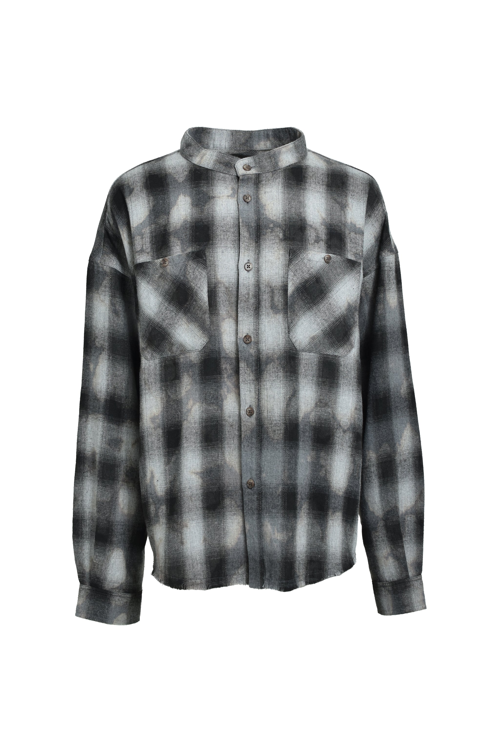 COLLAR LESS SHIRT / BLACK – BREATH - サイズ 着丈 身幅 肩幅 袖丈 M