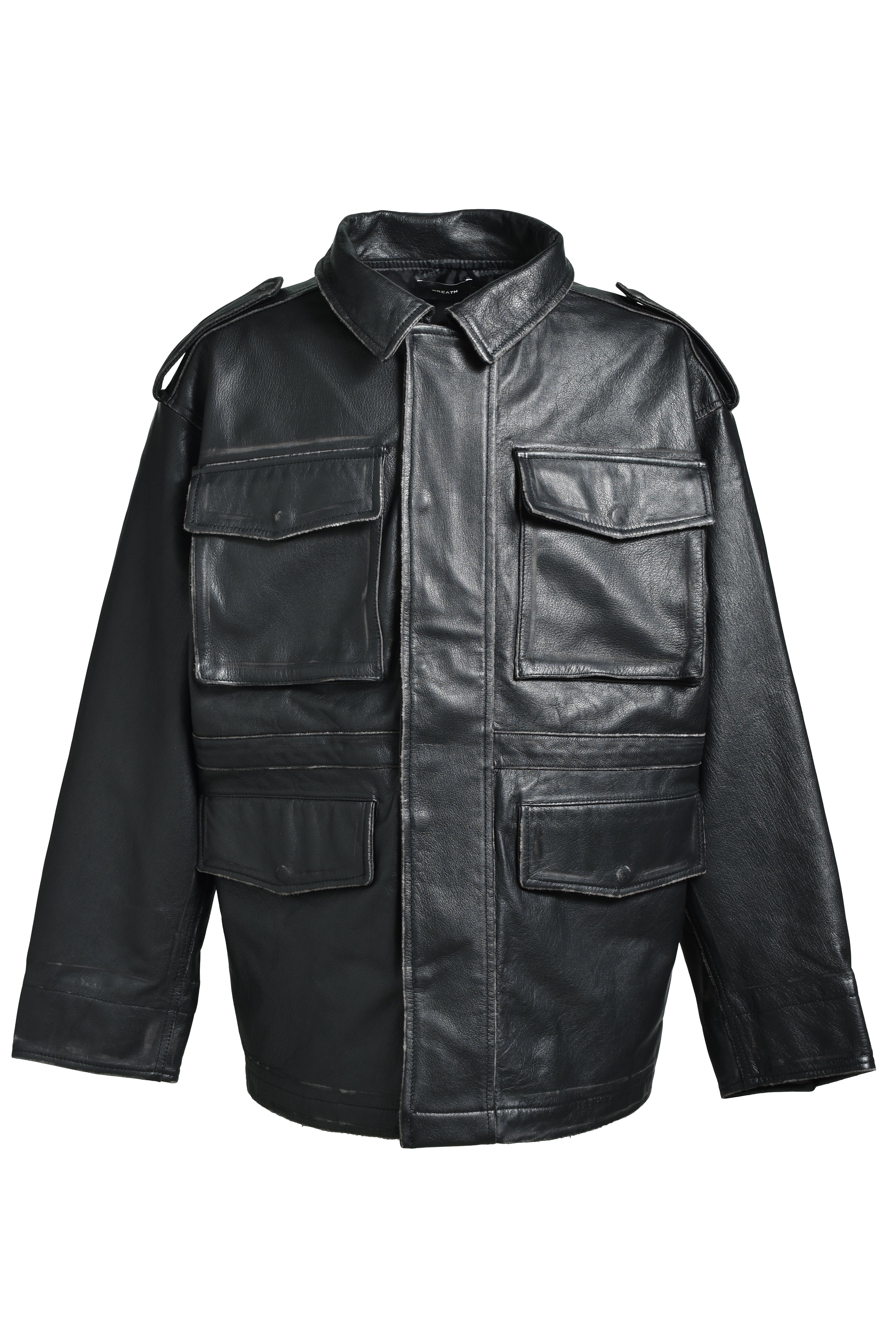 WASH LEATHER M-65 JACKET / BLACK – BREATH - サイズ 着丈 身幅 肩幅