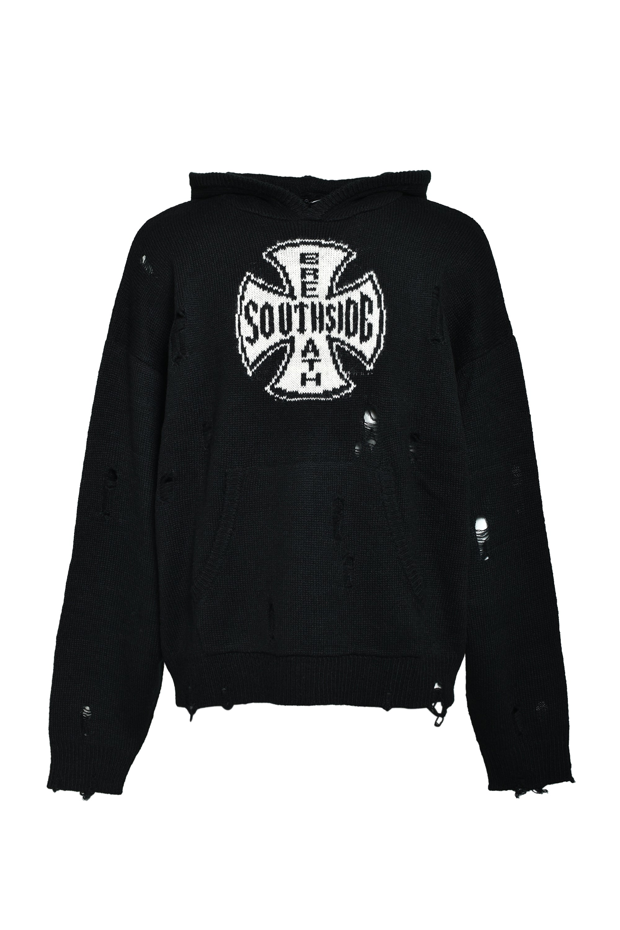 SOUTHSIDE CROSS DAMAGE MOHAIR HOODIE / BLACK – BREATH - サイズ