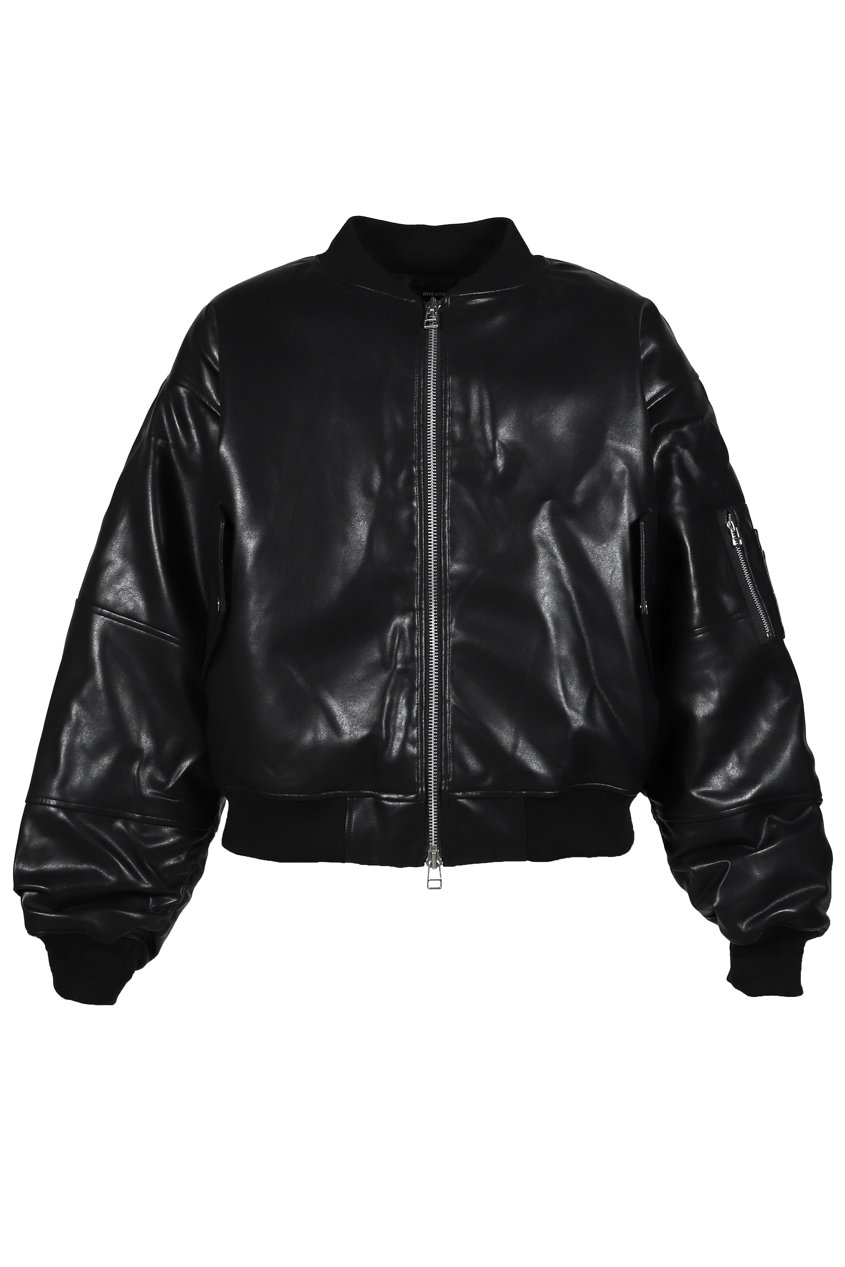 ジャケット・アウター BREATH/ FAUX LEATHER BOMBER JACKET FAUX LEATHER BOMBER JACKET / BLACK｜BREATH ブレス - BAD HOP