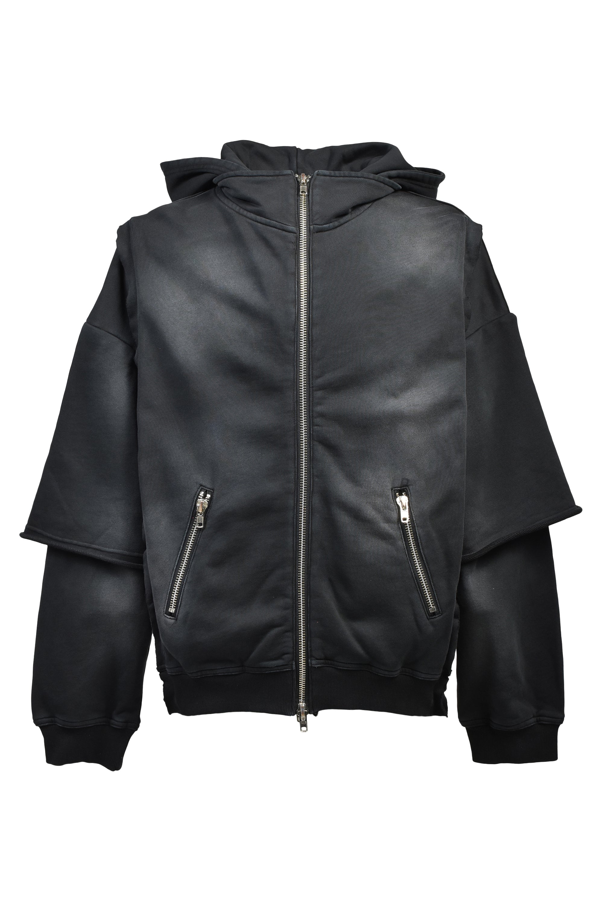 BREACH LAYERED ZIP HOODIE / BLACK ｜BREATH ブレス - BAD HOP