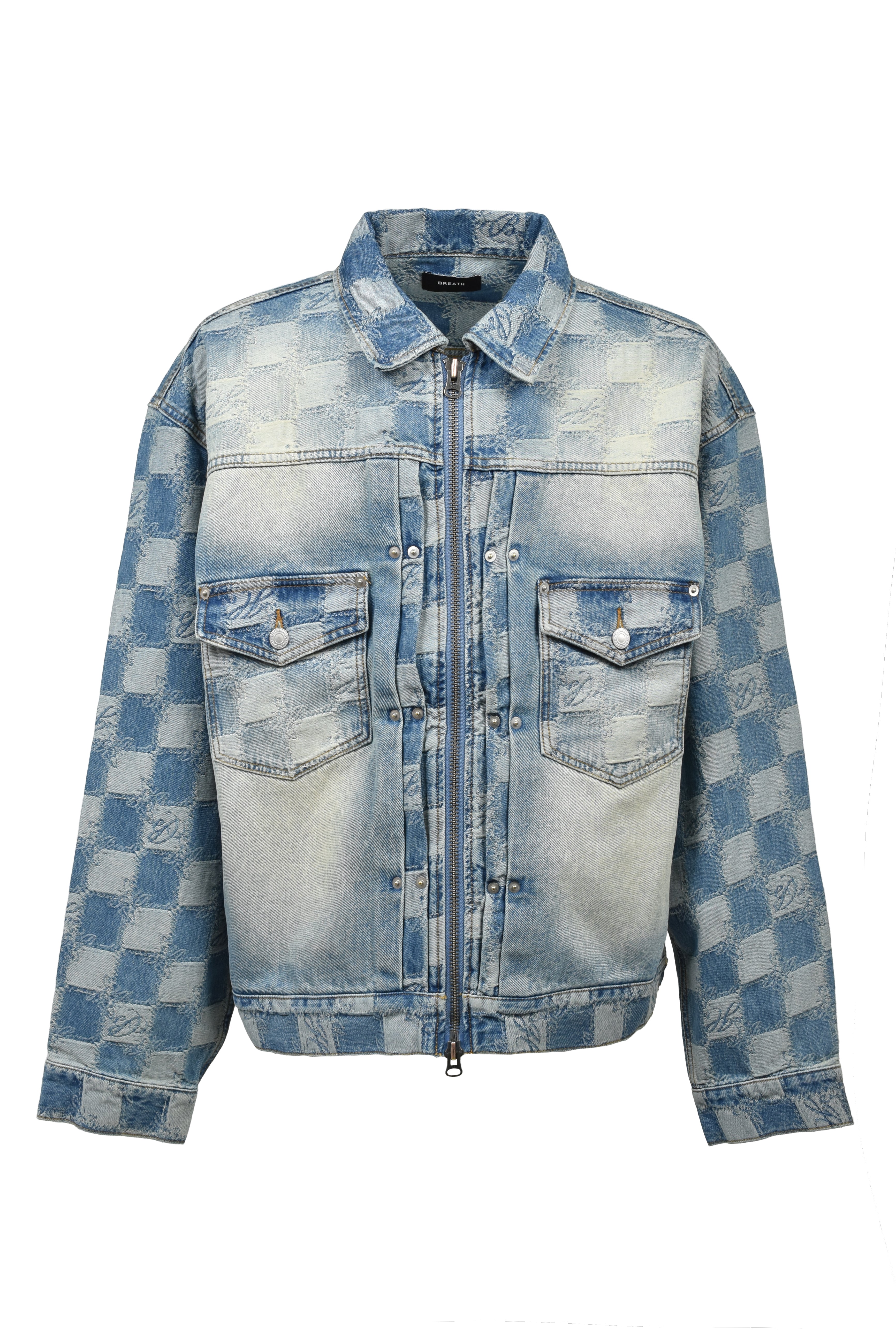 BLOCK CHECK DENIM JACKET / INDIGO ｜BREATH ブレス - BAD HOP