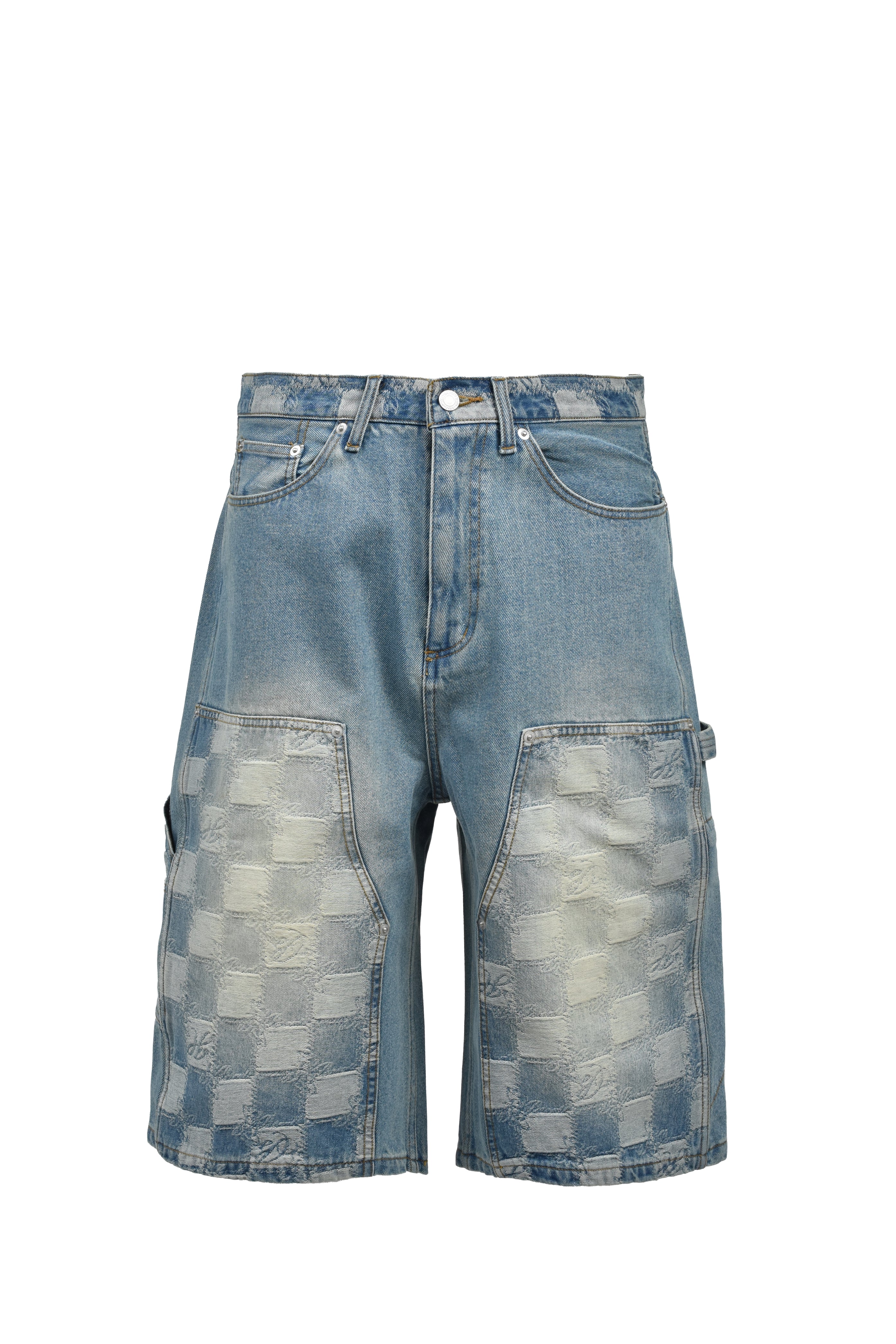 BLOCK CHECK DOUBLE KNEE DENIM SHORTS / INDIGO ｜BREATH ブレス