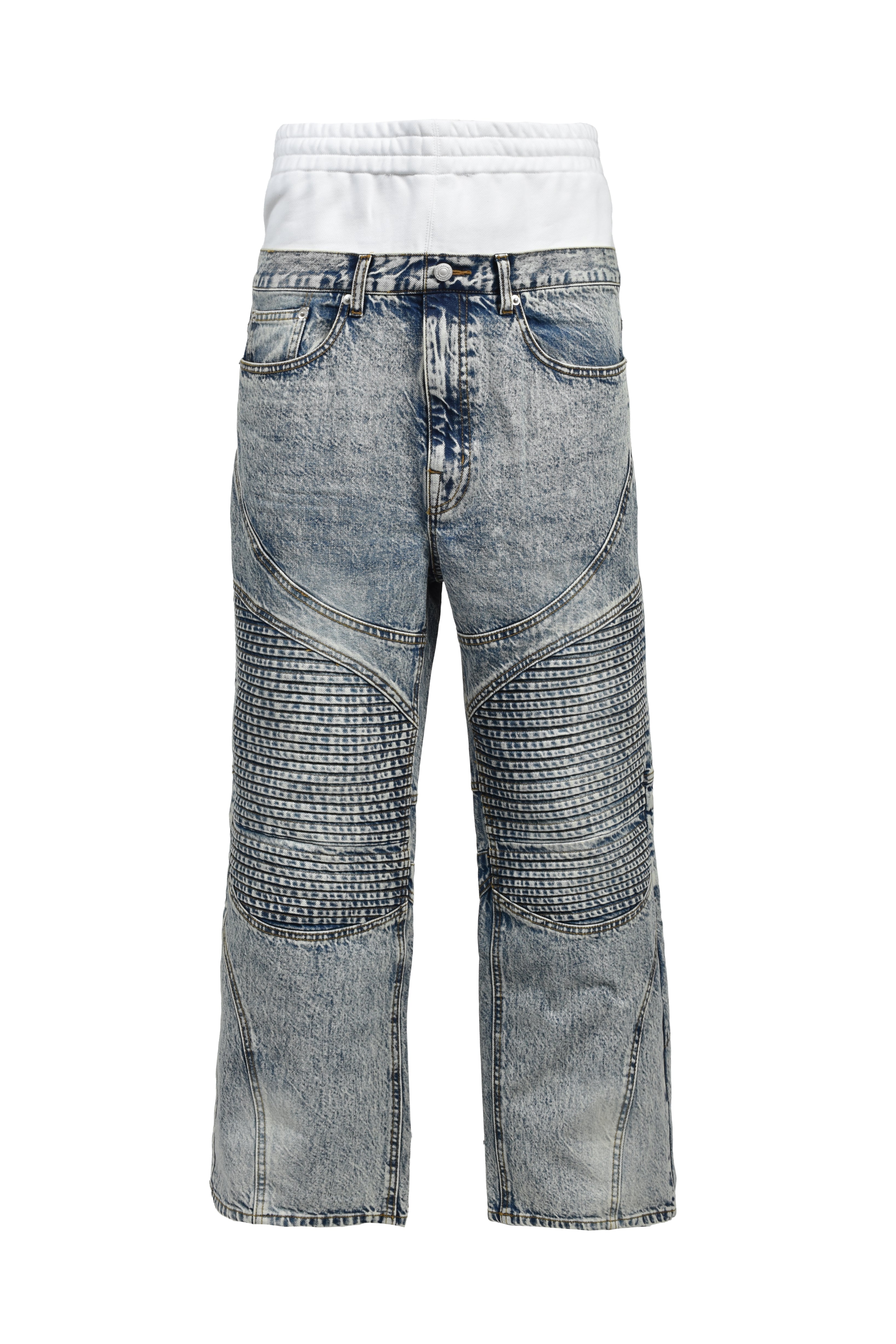 LAYERED BIKER DENIM PANTS / INDIGO ｜BREATH ブレス - BAD HOP