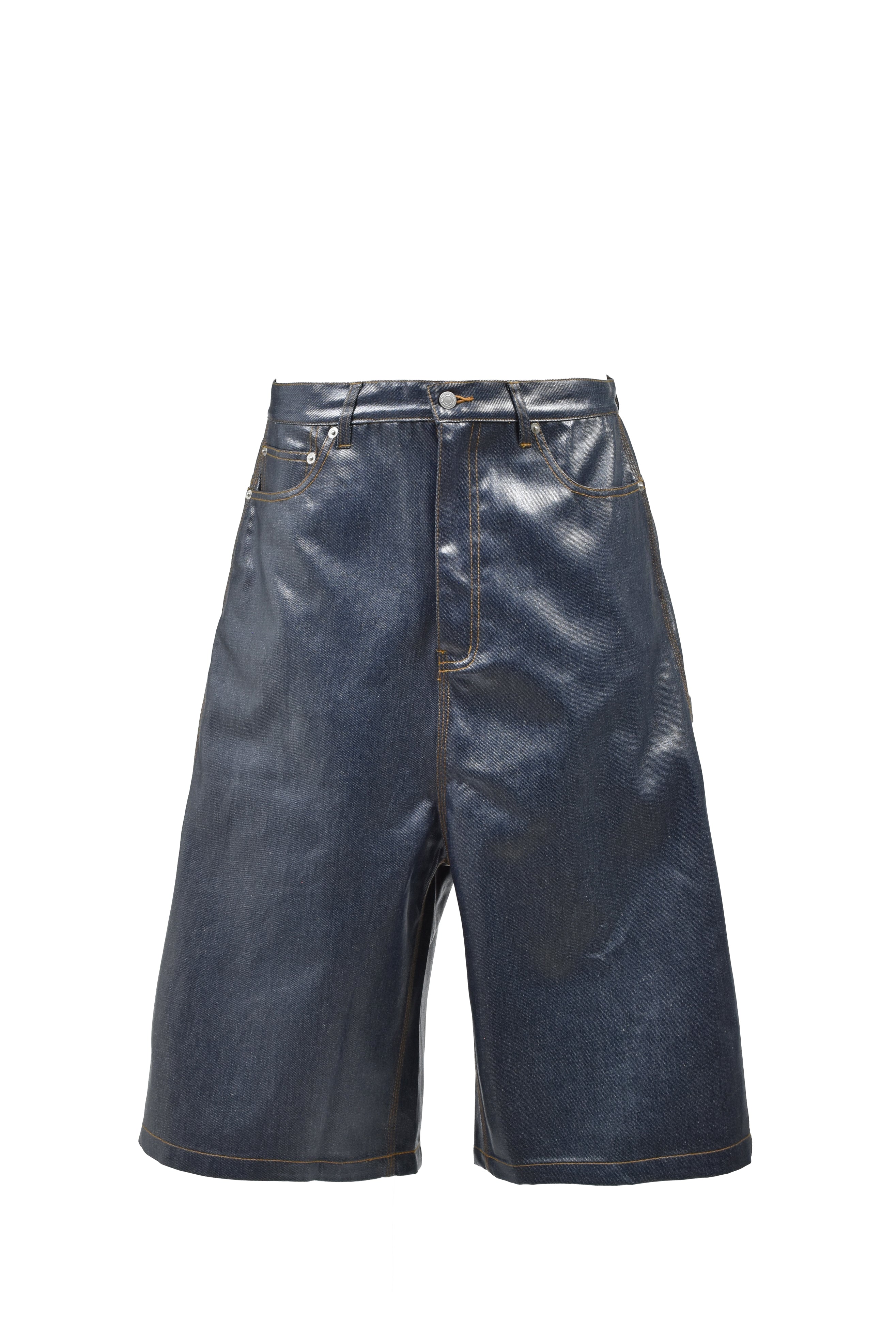 COATING SHINY RIGID DENIM SHORTS / INDIGO – BREATH - BAD HOP