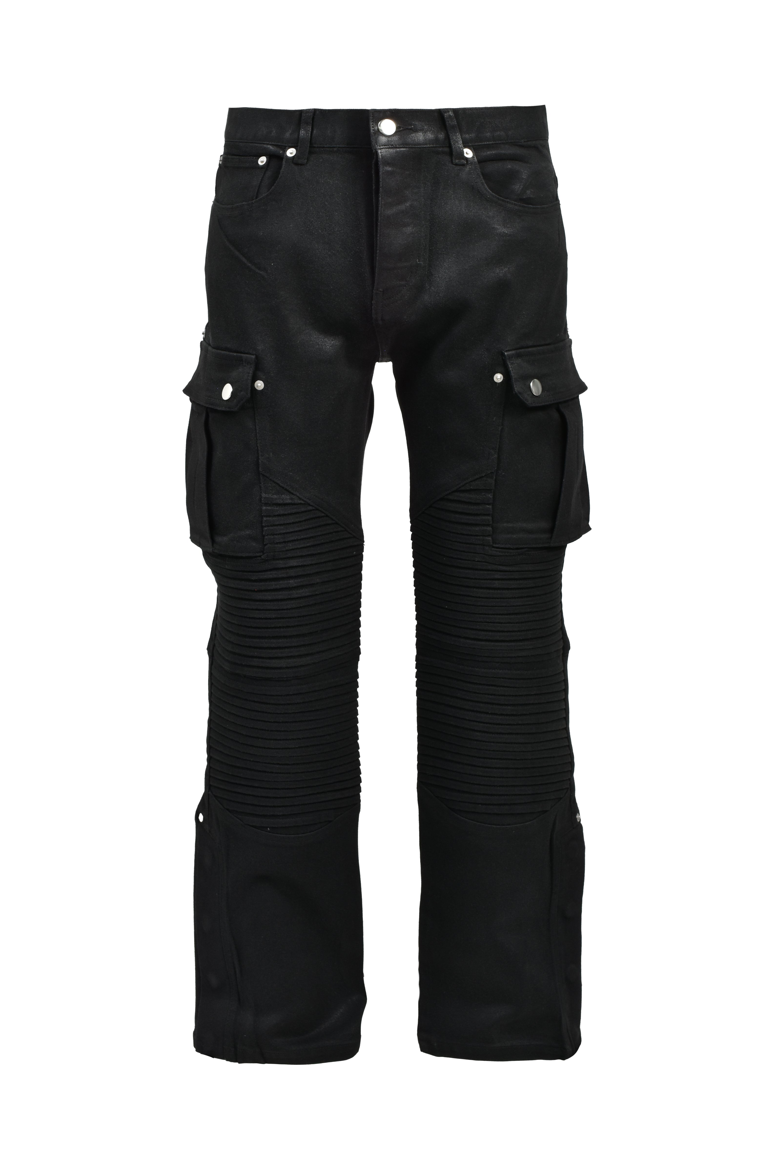 COATING SLIM BIKER CARGO PANTS / BLACK – BREATH - BAD HOP