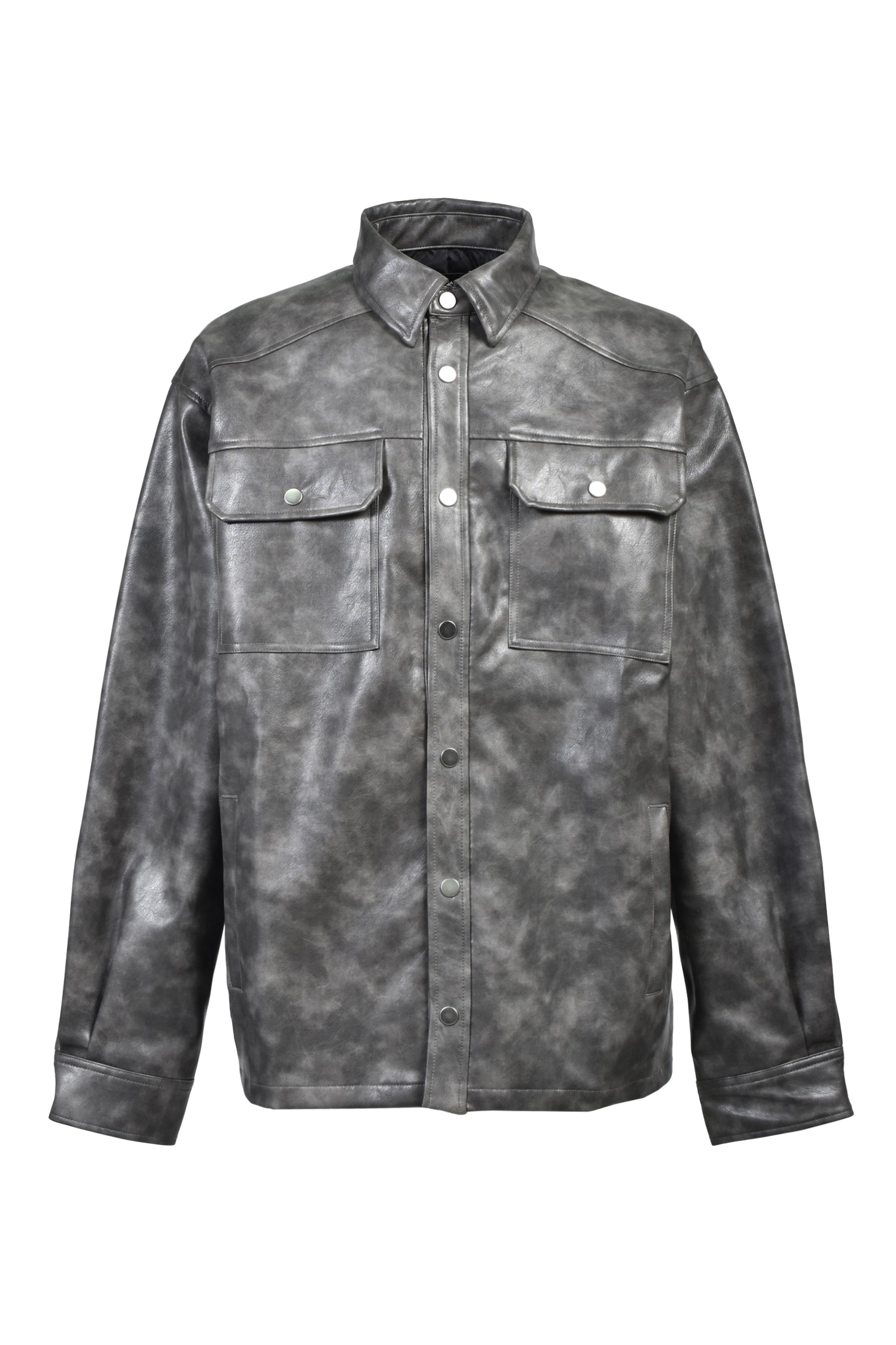 NEW RICH FAUX LEATHER SHIRT / BLACK ｜BREATH ブレス - BAD HOP 