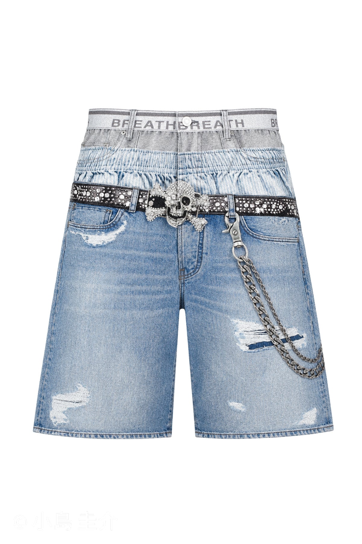 TRANSFER PRINT DENIM SHORTS / INDIGO – BREATH - BAD HOP
