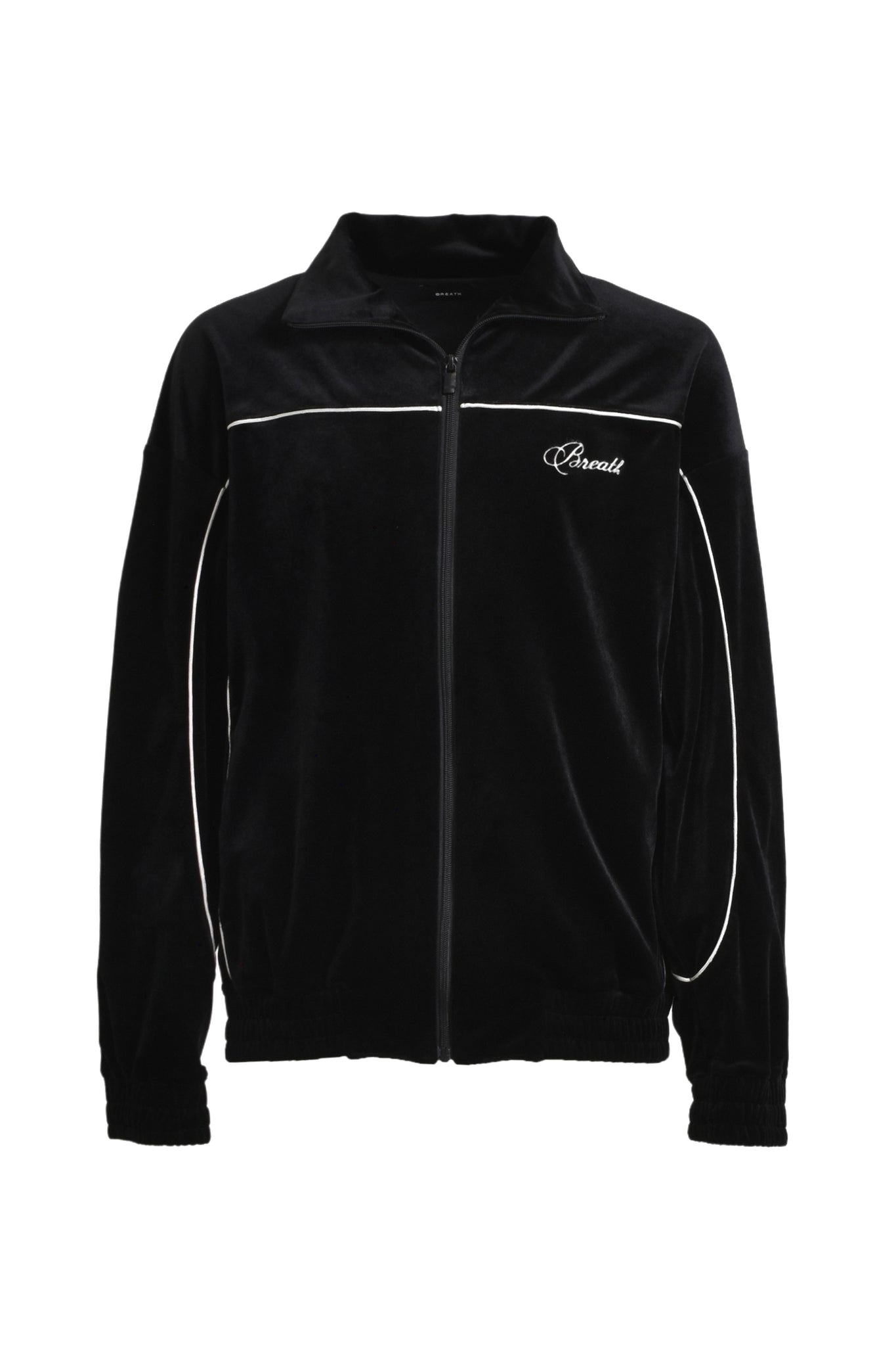 SCRIPT LOGO PIPING VELOUR JACKET / BLACK