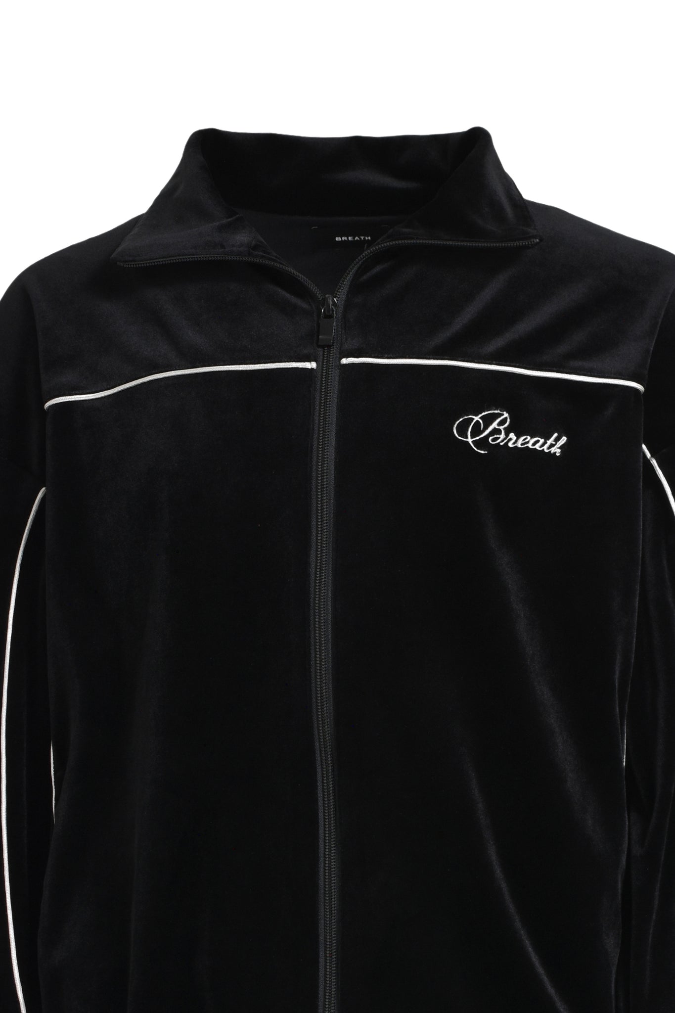 SCRIPT LOGO PIPING VELOUR JACKET / BLACK