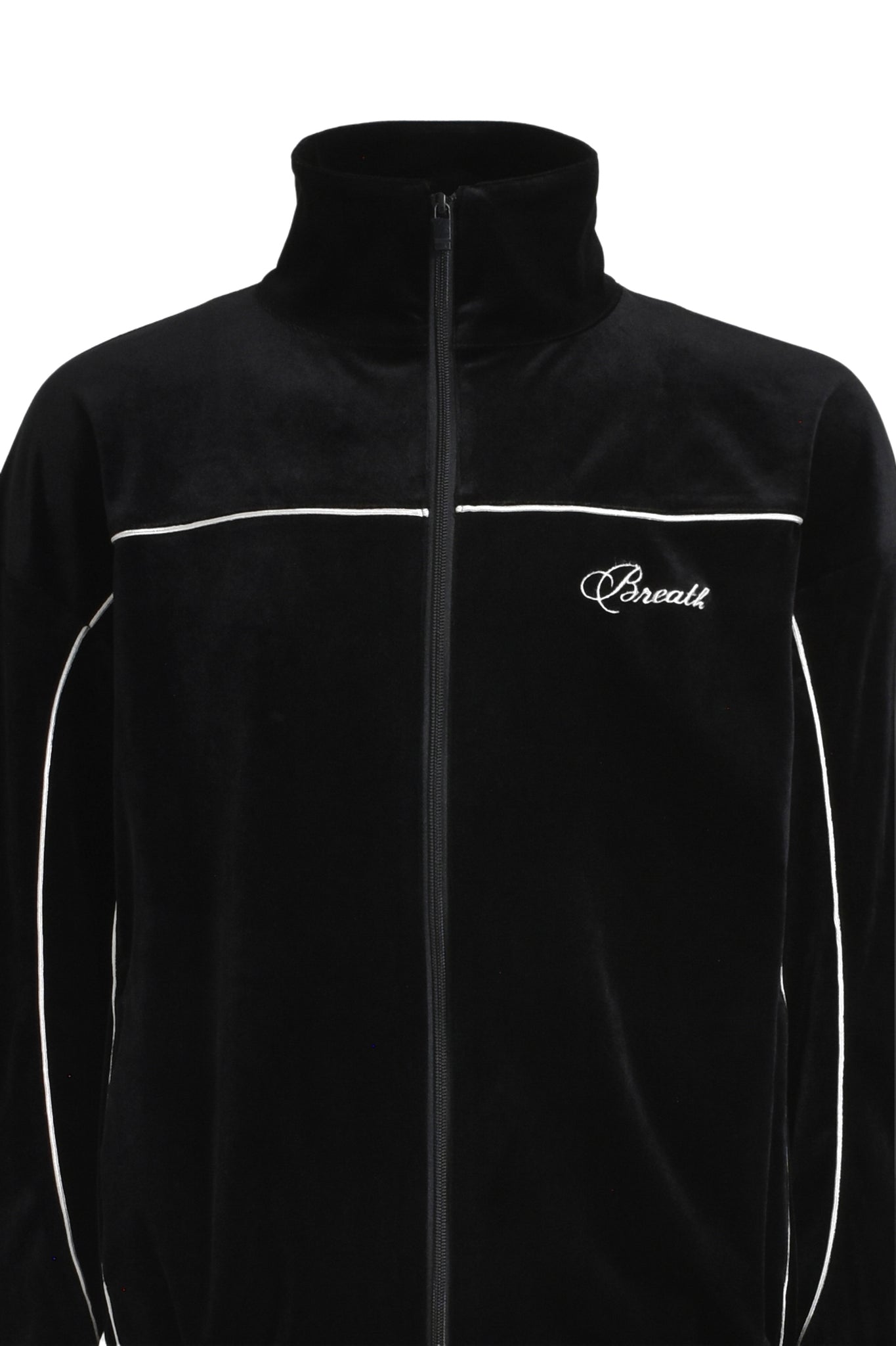 SCRIPT LOGO PIPING VELOUR JACKET / BLACK