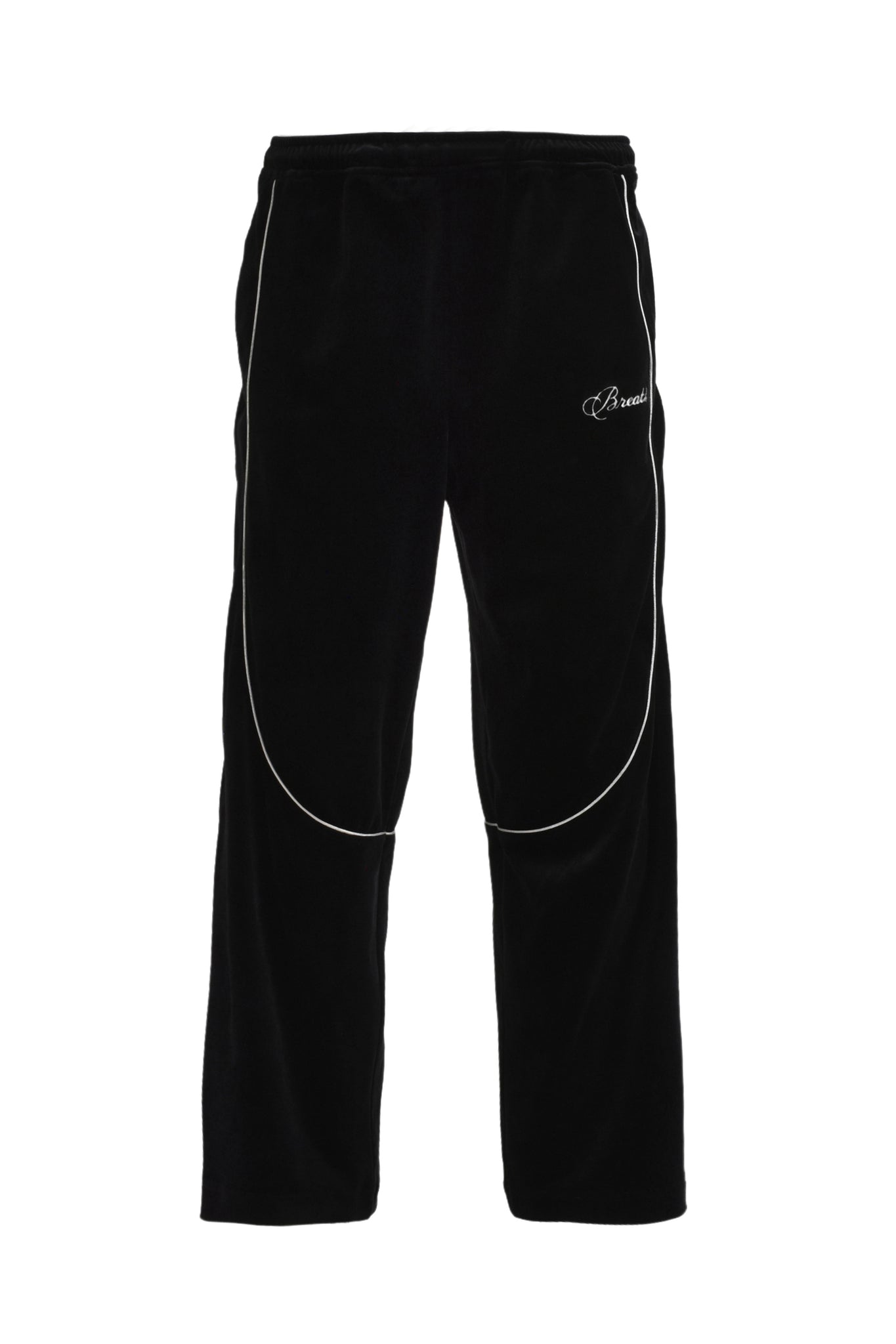 SCRIPT LOGO PIPING VELOR TRACK PANTS / BLACK