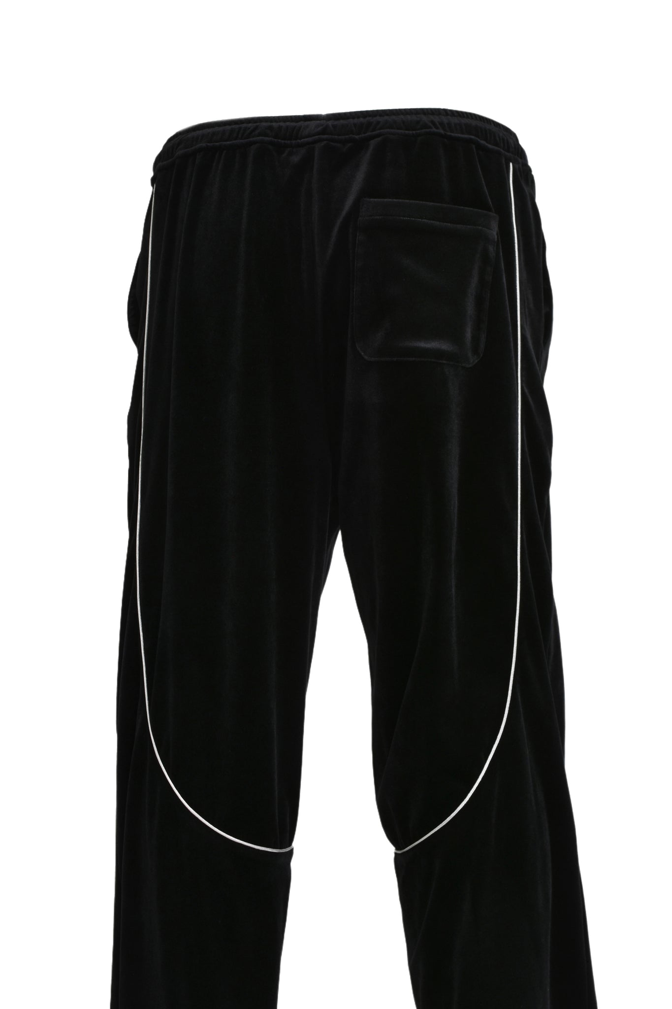 SCRIPT LOGO PIPING VELOR TRACK PANTS / BLACK