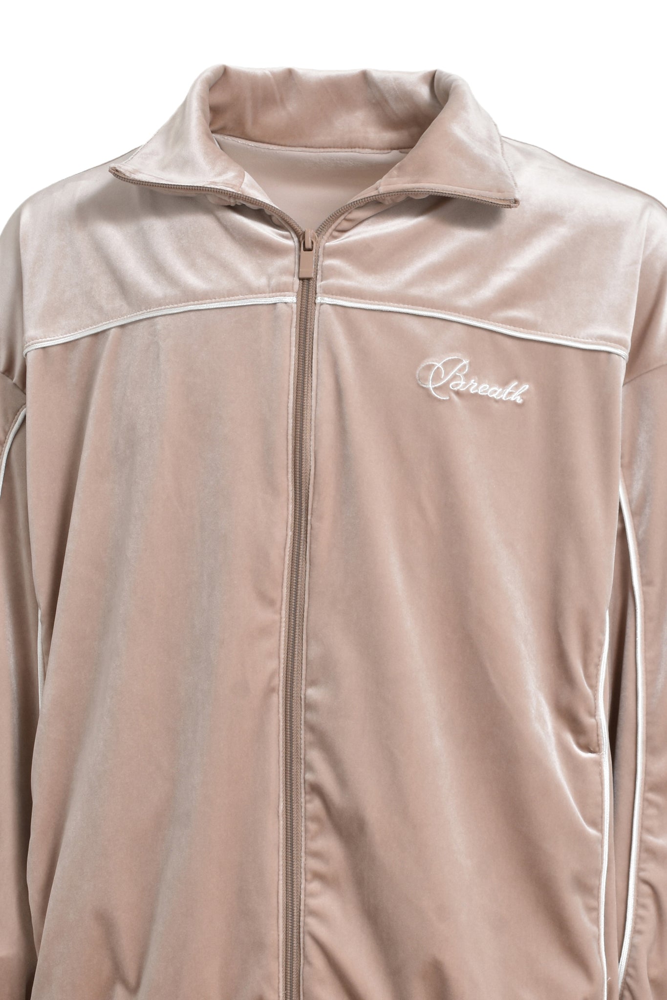 SCRIPT LOGO PIPING VELOUR JACKET / BEIGE