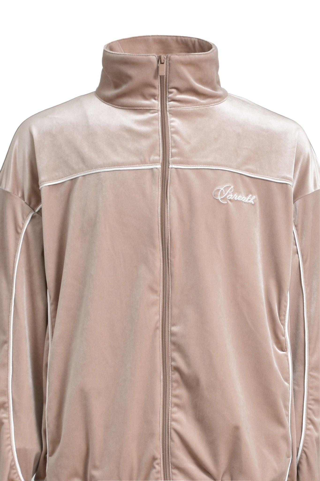 SCRIPT LOGO PIPING VELOUR JACKET / BEIGE