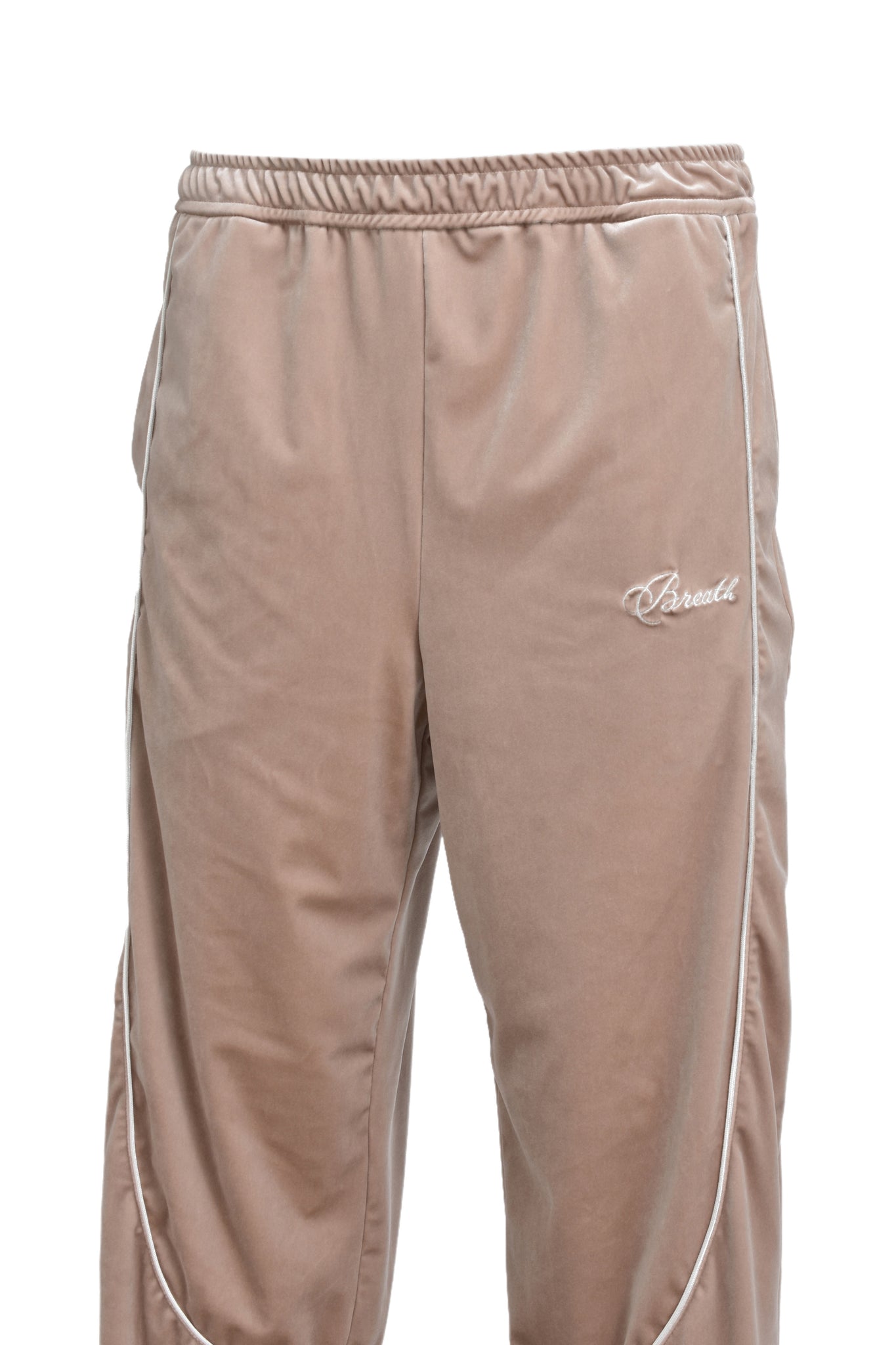 SCRIPT LOGO PIPING VELOR TRACK PANTS / BEIGE