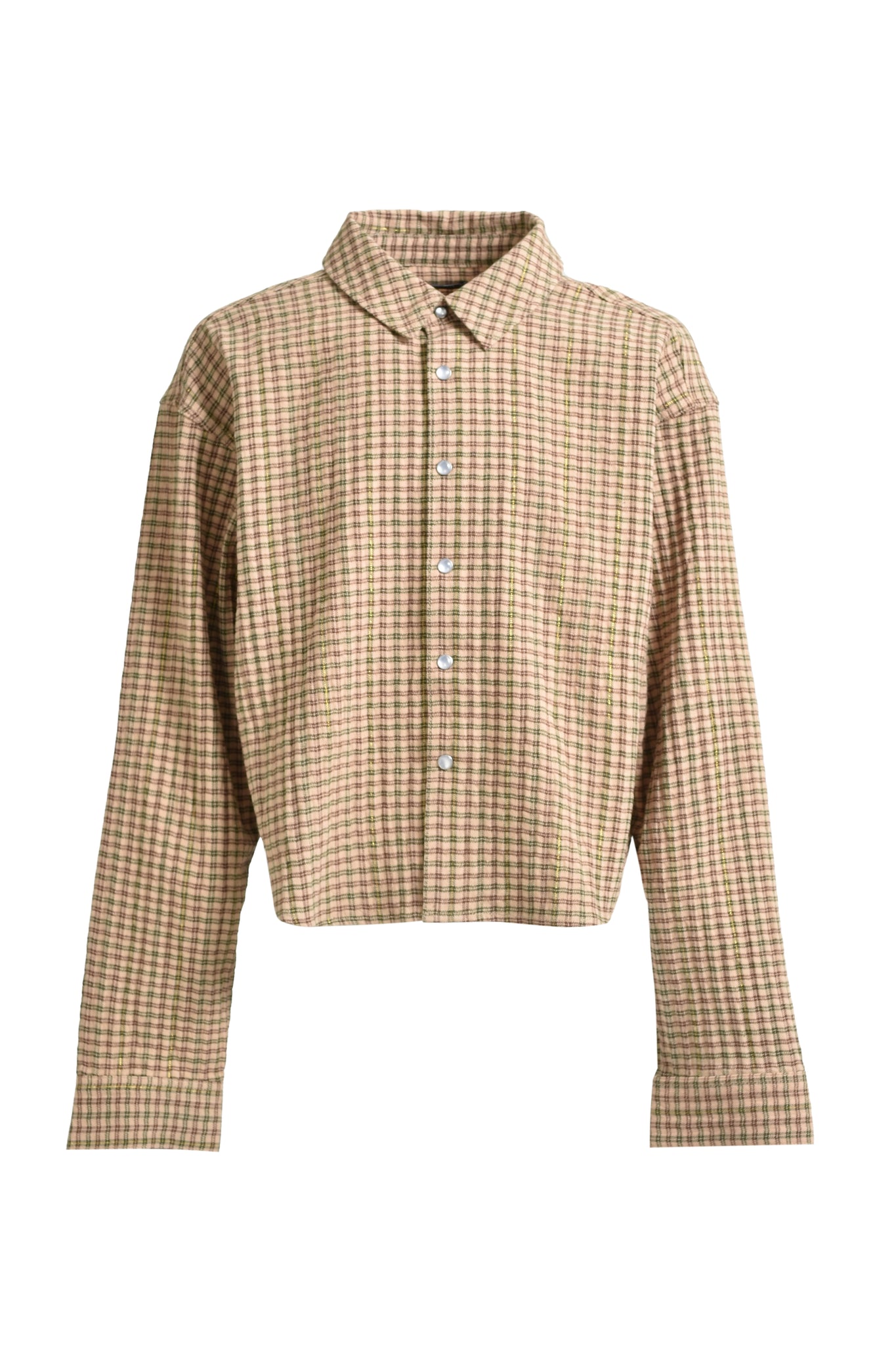 SHORT CHECK SHIRT / BEIGE × BROWN