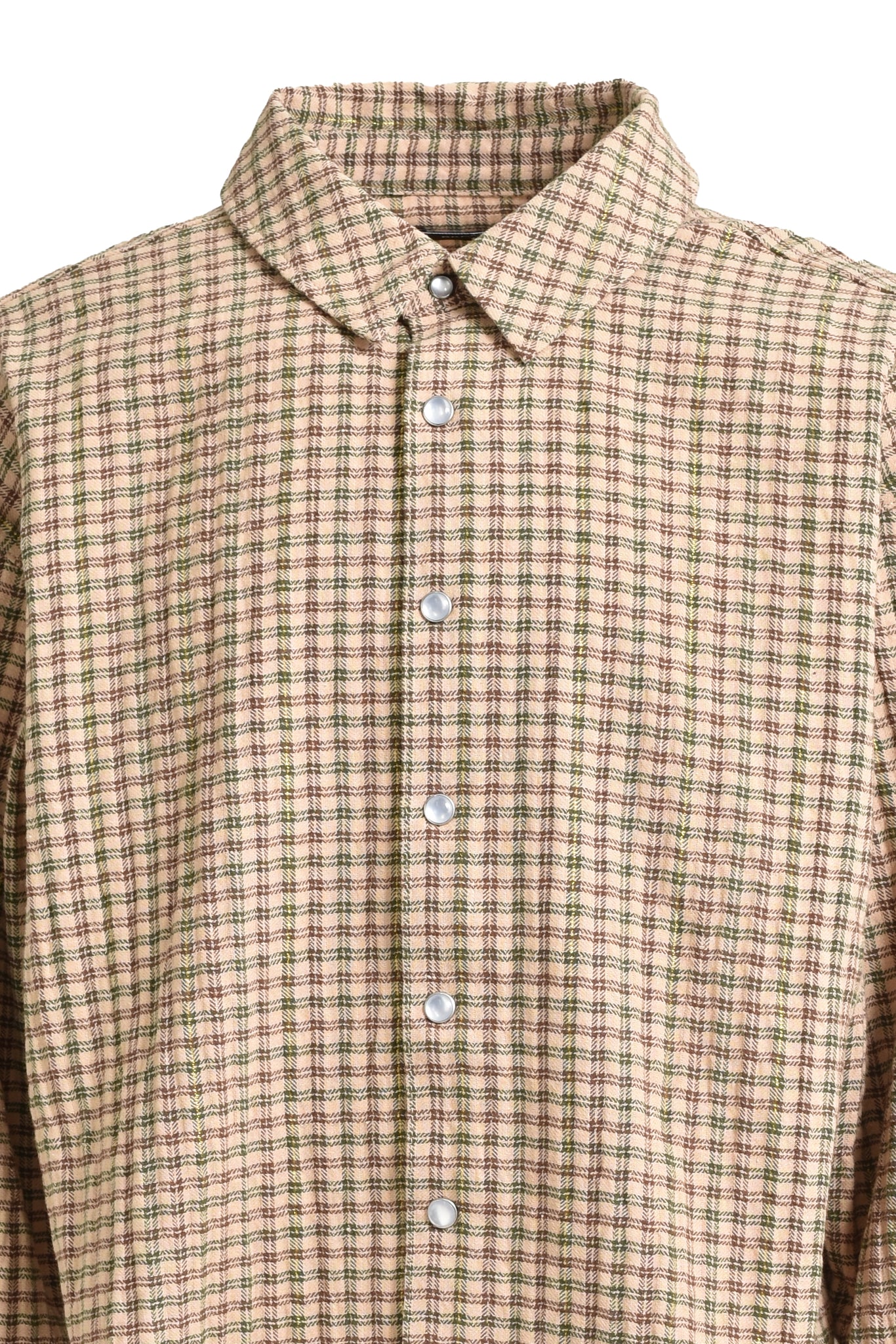 SHORT CHECK SHIRT / BEIGE × BROWN