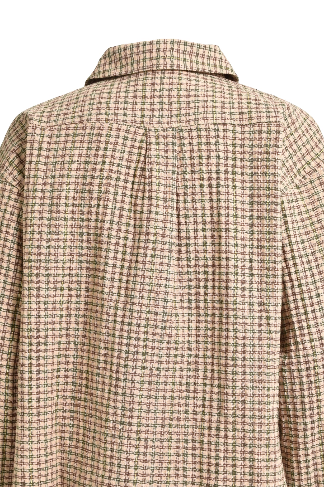 SHORT CHECK SHIRT / BEIGE × BROWN