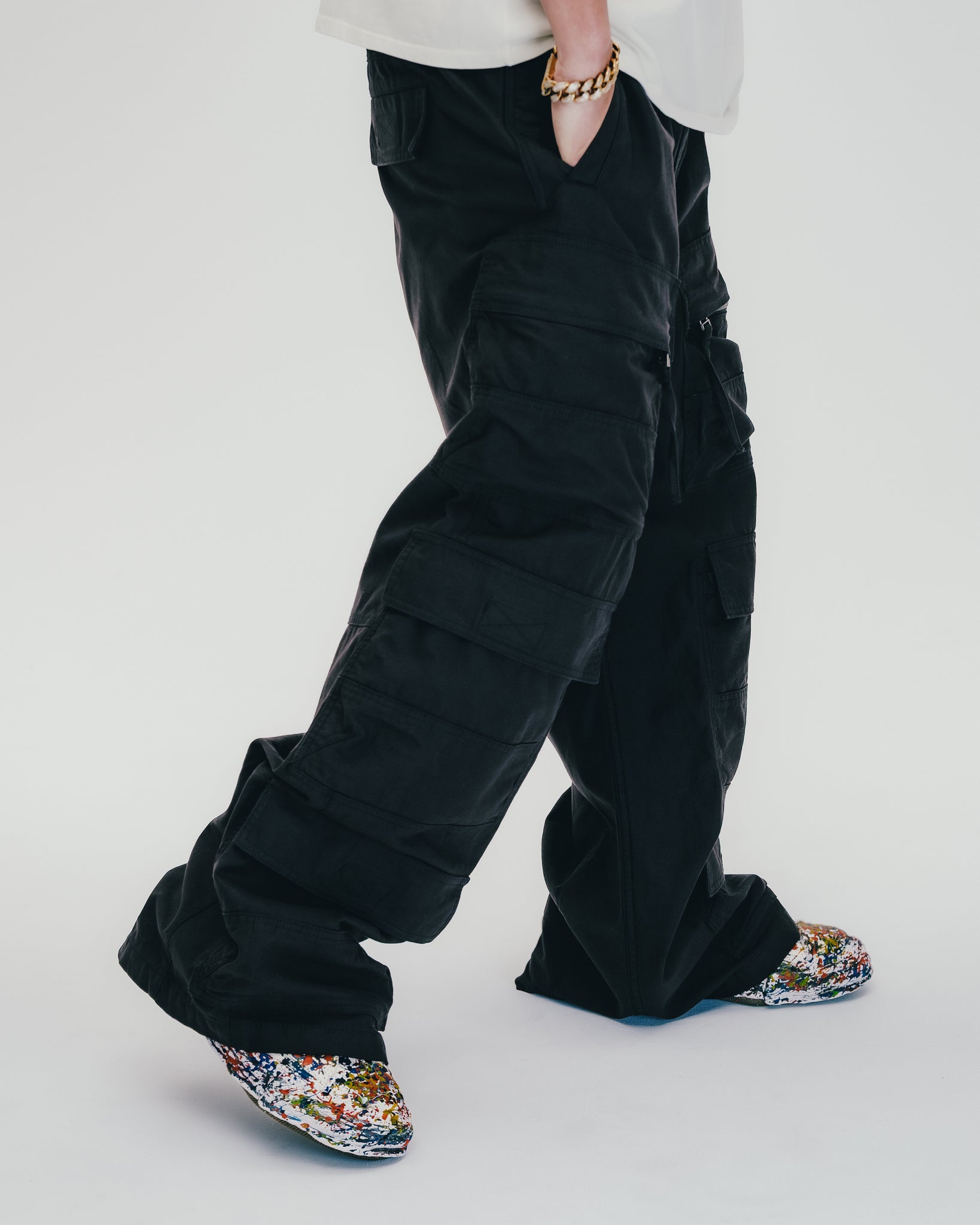 NEWRICH TRIPLE CARGO PANTS / COTTON BLACK