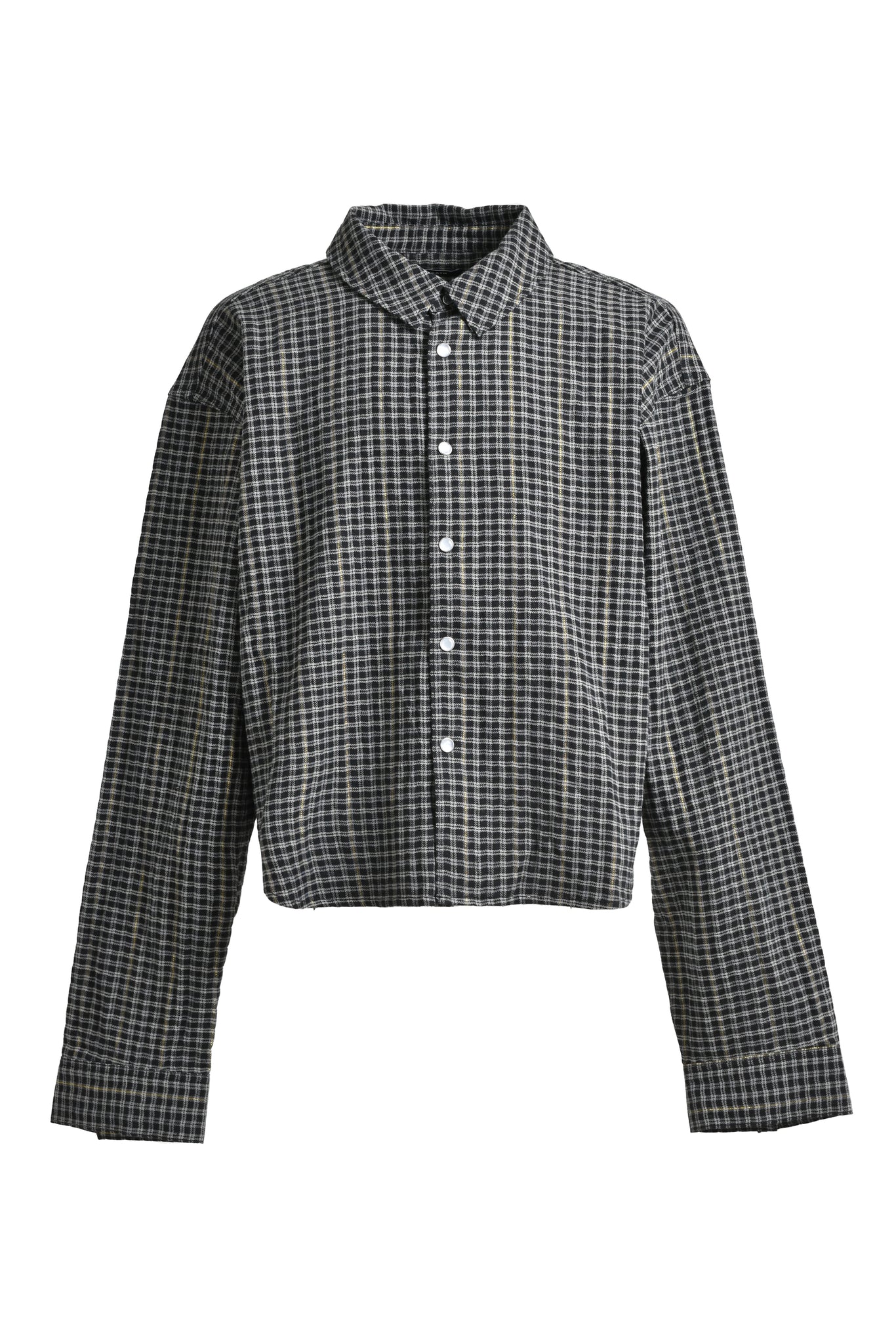 SHORT CHECK SHIRT / BLACK × GREY