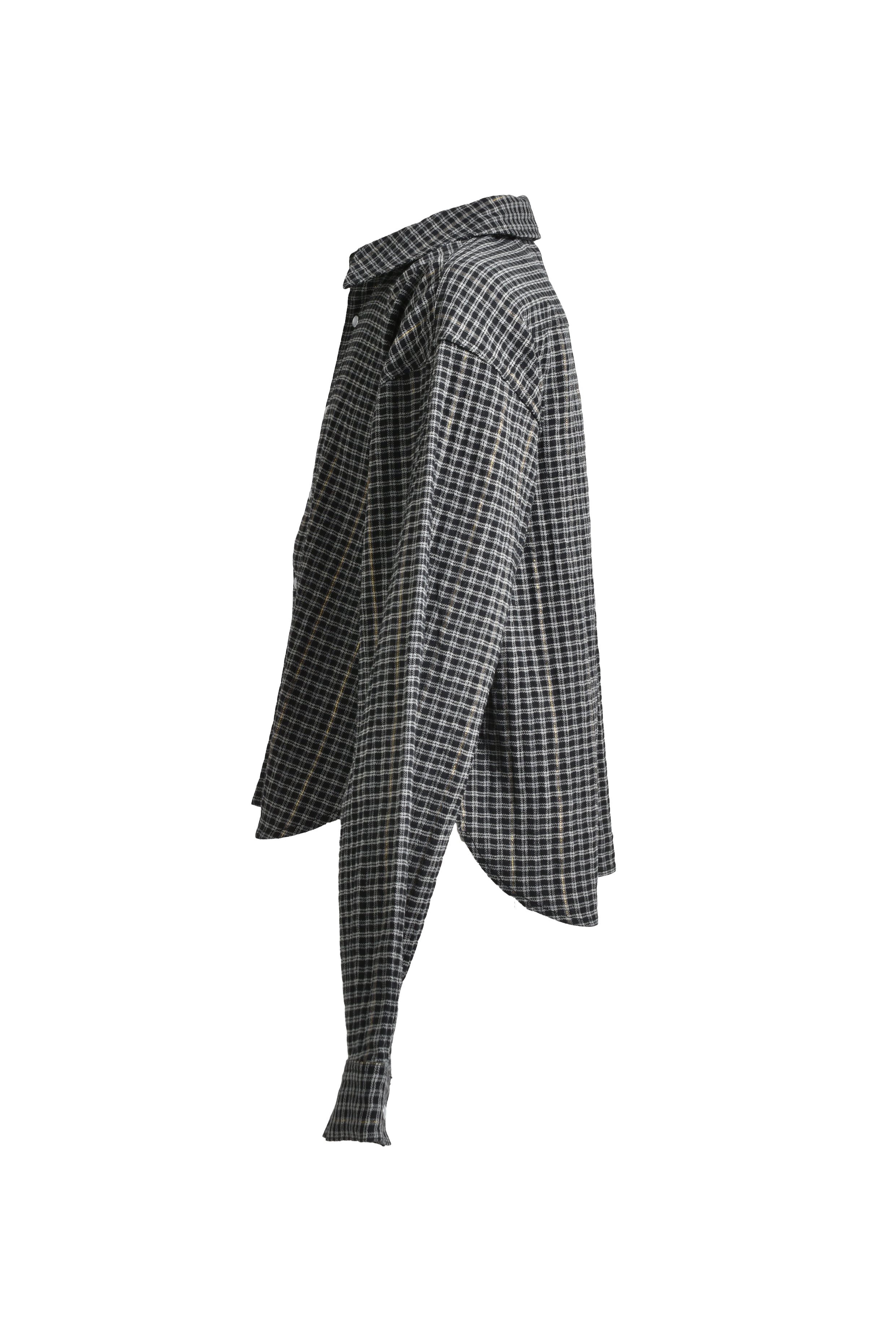 【BREATH】 SHORT CHECK SHIRT SHORT CHECK SHIRT / BLACK × GREY – BREATH - Size Length Pit