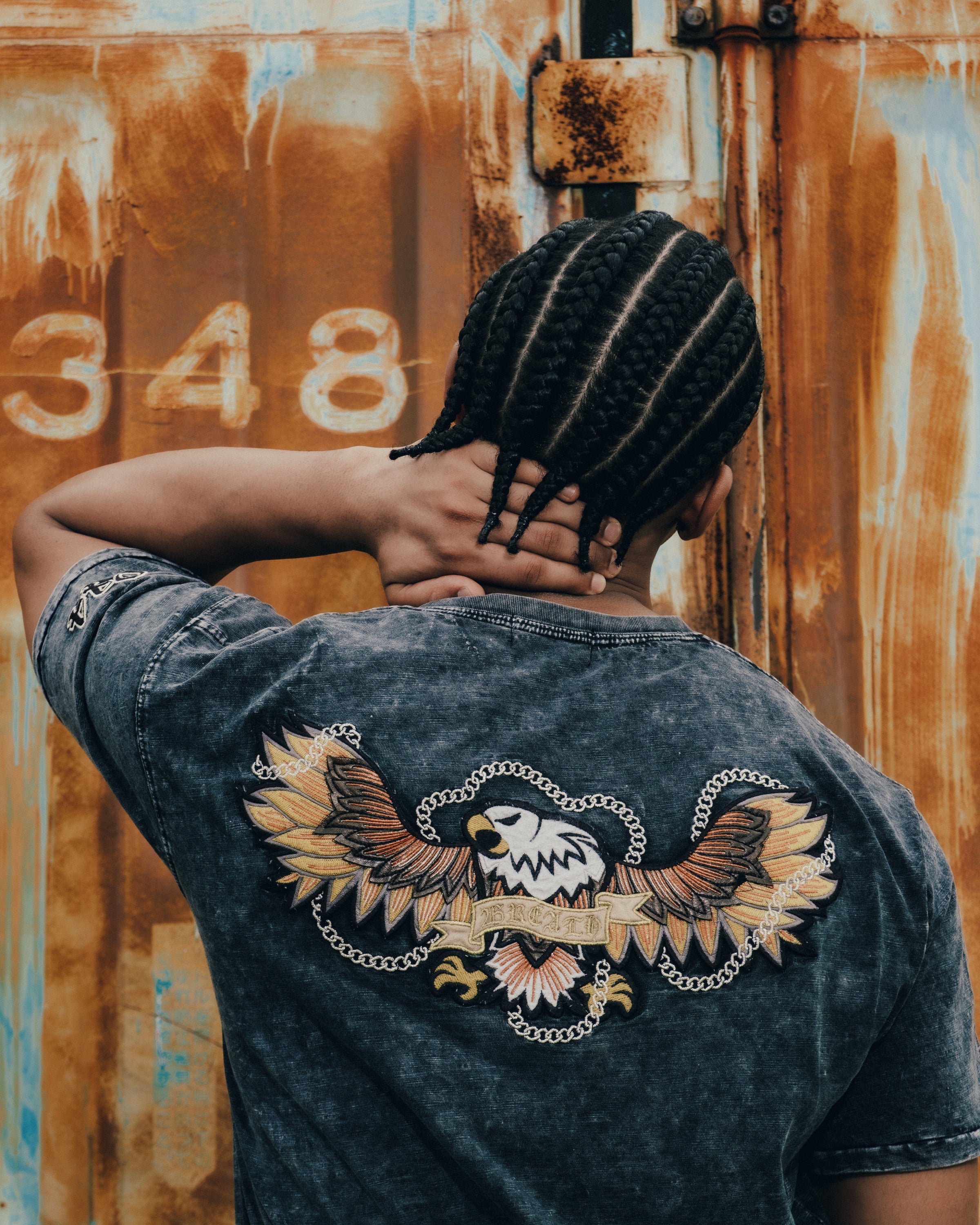 CHAIN EAGLE PATCH V NECK TEE / BLACK – BREATH - サイズ 着丈 身幅