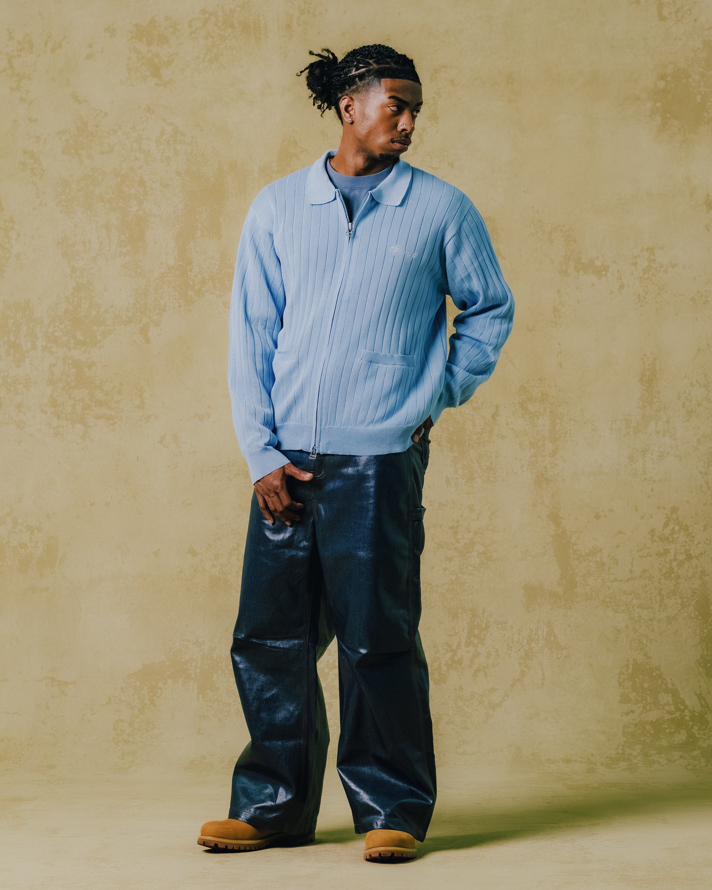 COATING SHINY RIGID DENIM PANTS / INDIGO ｜BREATH ブレス - BAD HOP