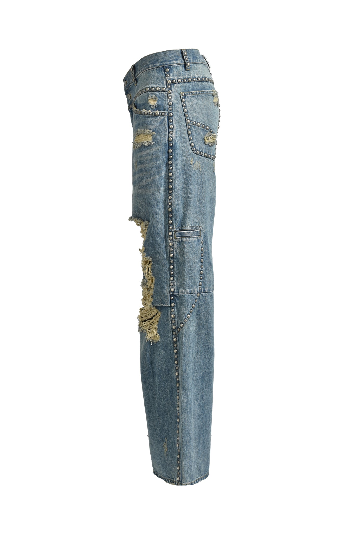 SUICIDE STUDS WIDE DENIM PANTS / INDIGO