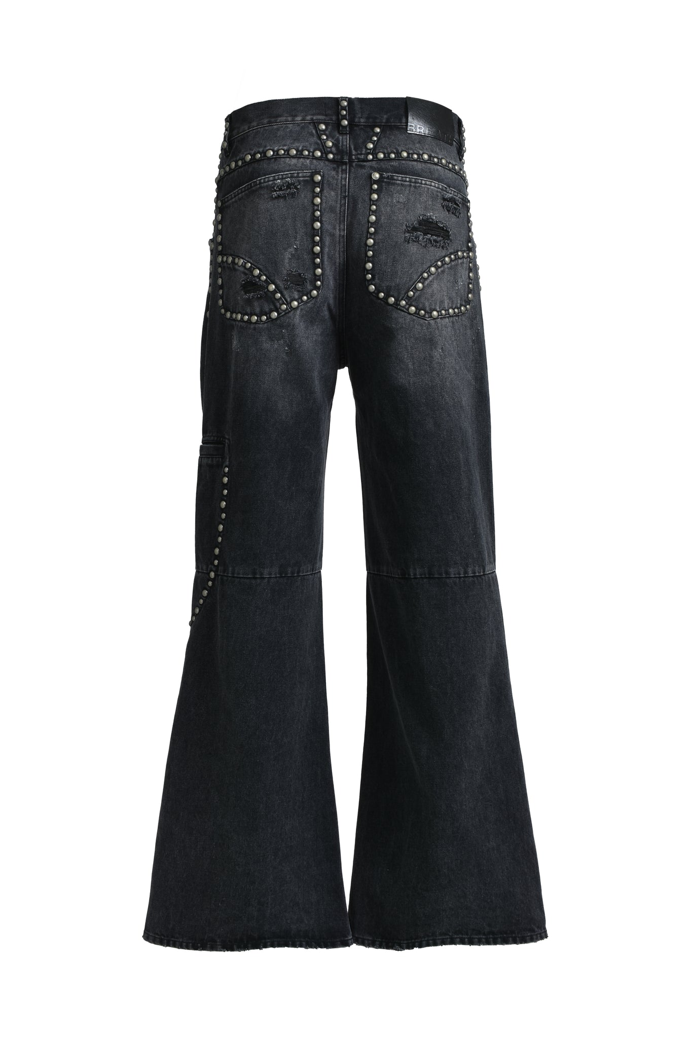 SUICIDE STUDS WIDE DENIM PANTS / BLACK