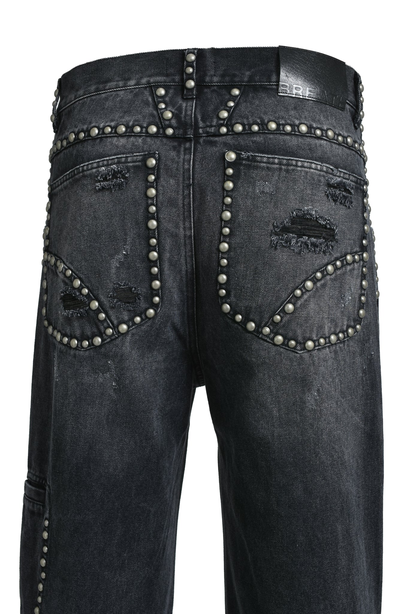 SUICIDE STUDS WIDE DENIM PANTS / BLACK