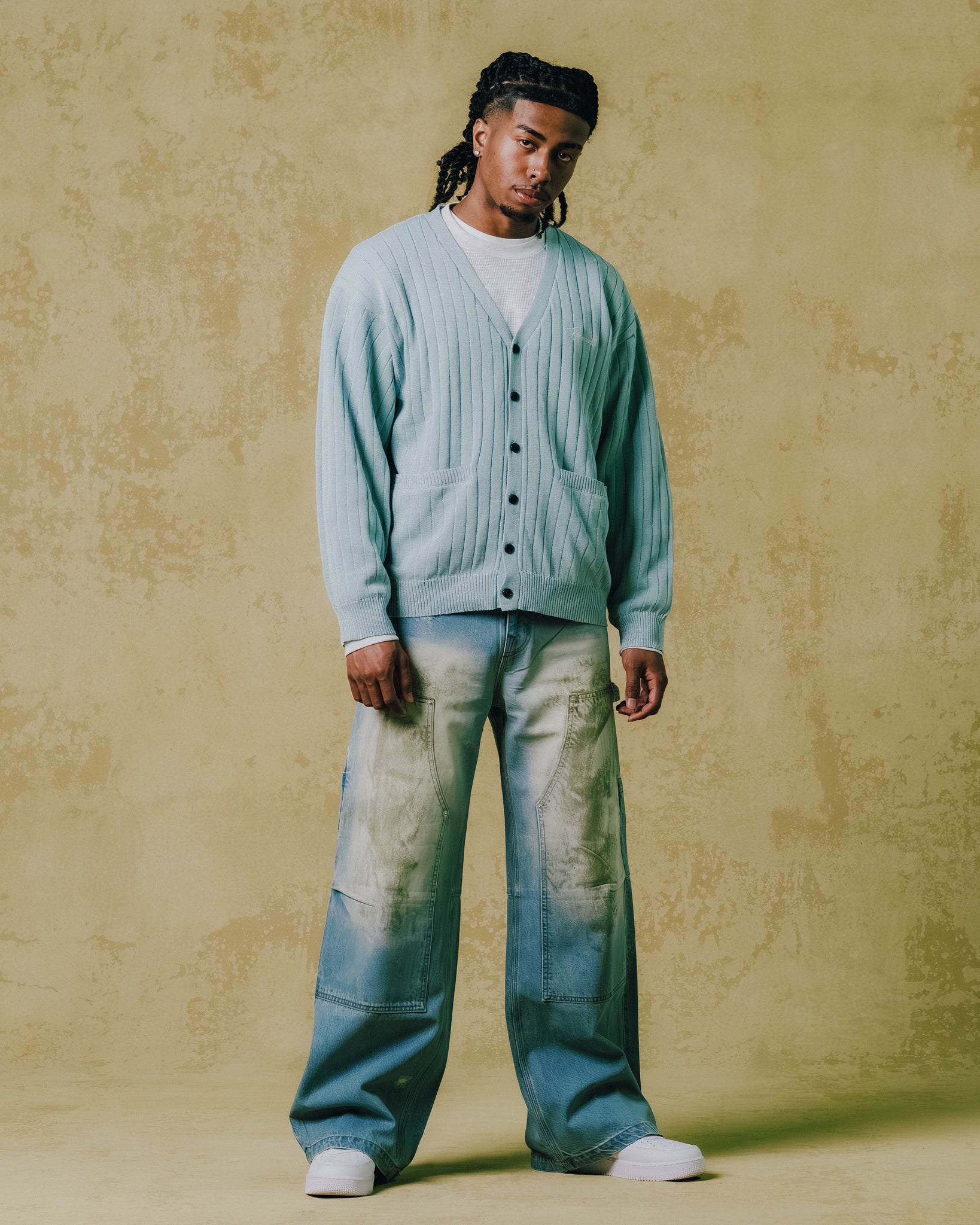 BADHOP Breath カーディガン SCRIPT LOGO KNIT CARDIGAN / TURQUOISE ｜BREATH ブレス - BAD HOP