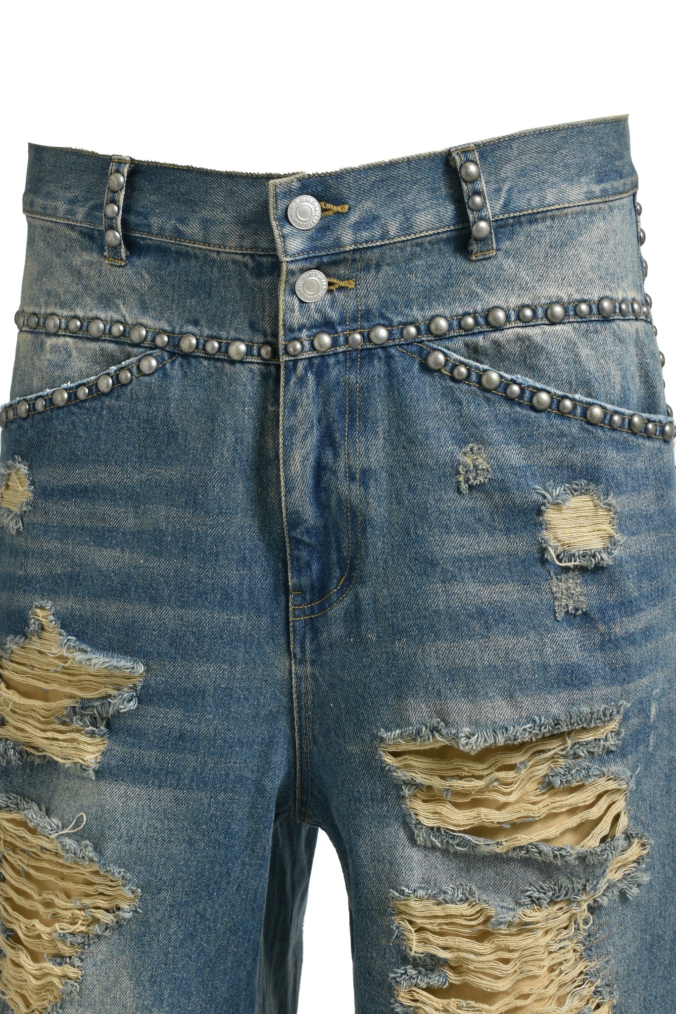 SUICIDE STUDS DENIM SHORTS / INDIGO