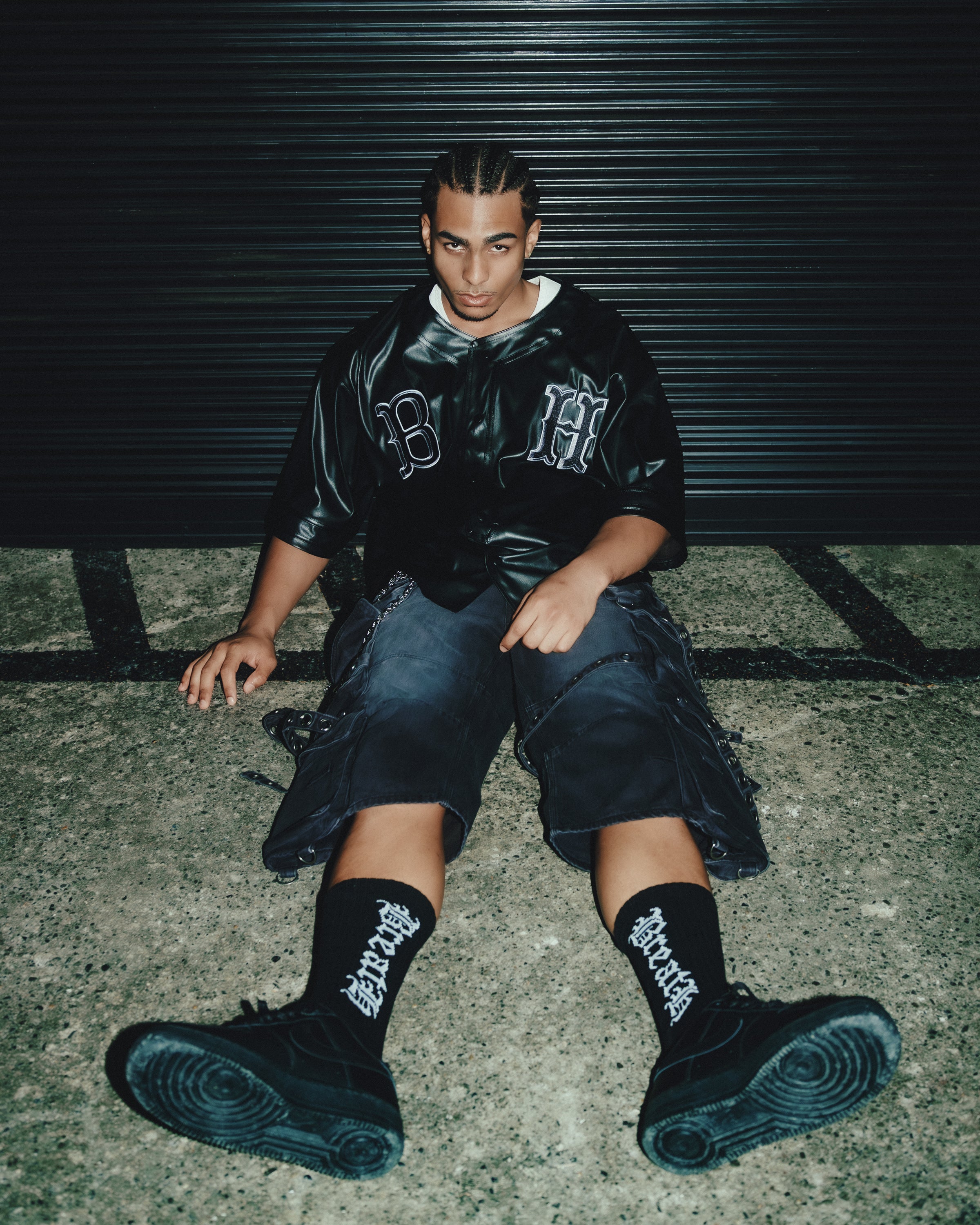 FAUX LEATHER BH BASEBALL SHIRT / BLACK – BREATH - サイズ 着丈 身幅