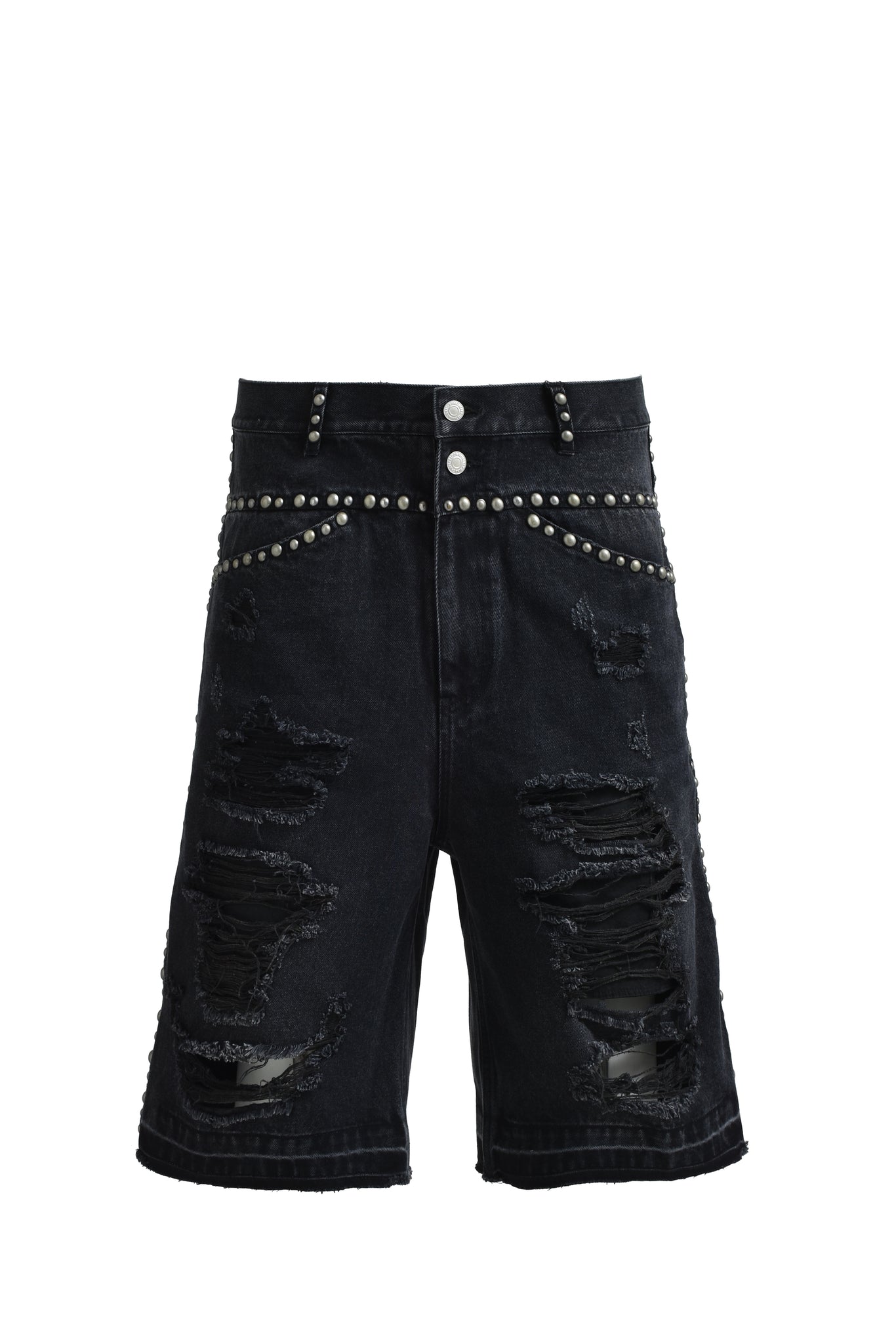 SUICIDE STUDS DENIM SHORTS / BLACK