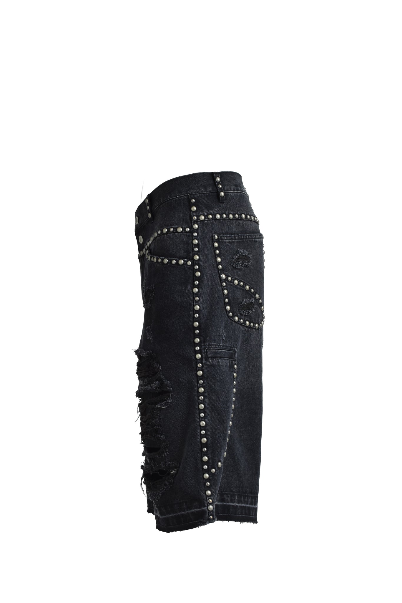 SUICIDE STUDS DENIM SHORTS / BLACK