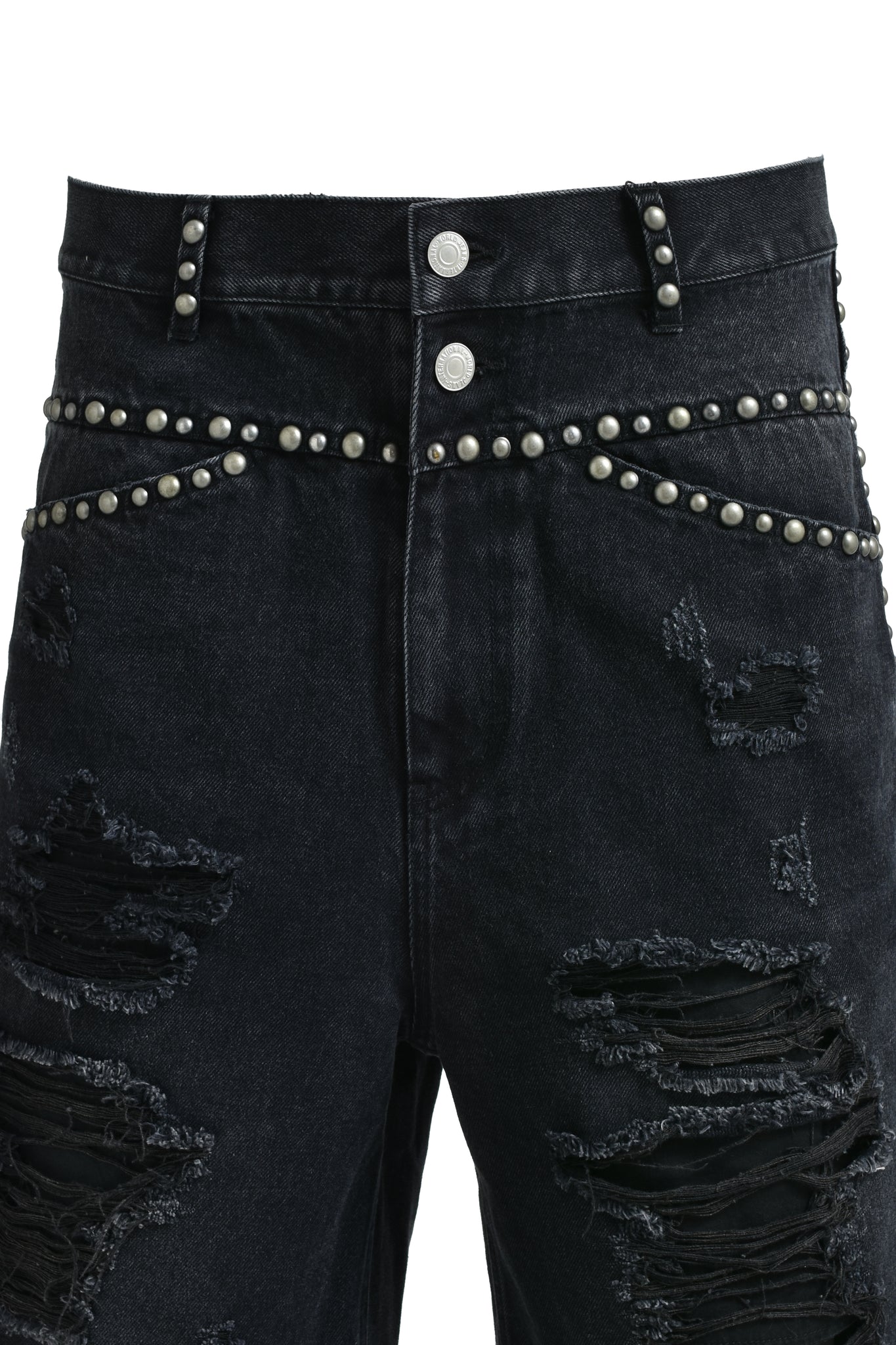 SUICIDE STUDS DENIM SHORTS / BLACK