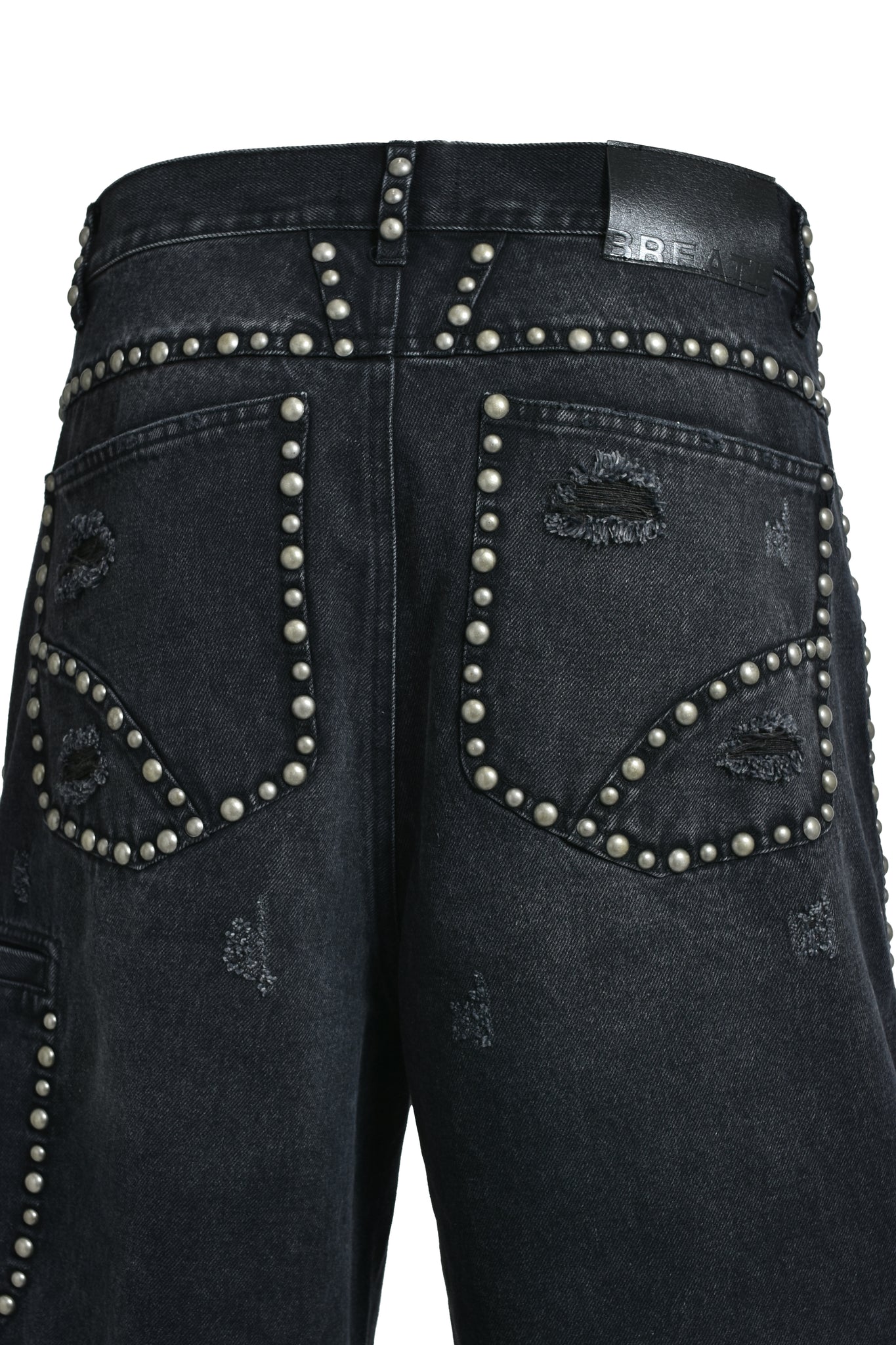 SUICIDE STUDS DENIM SHORTS / BLACK