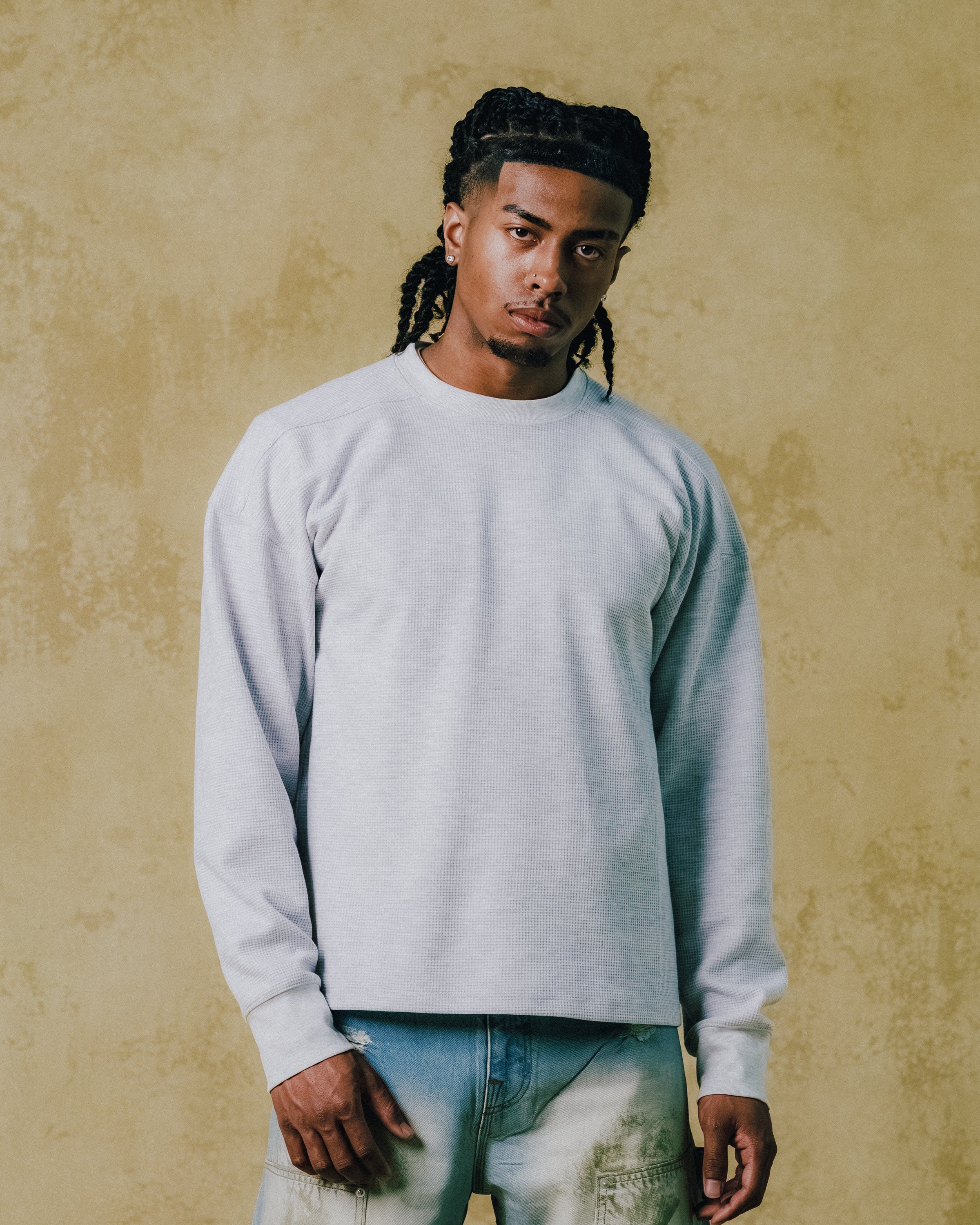 NEW RICH WAFFLE LS TEE TYPE-2 / BLACK ｜BREATH ブレス - BAD HOP