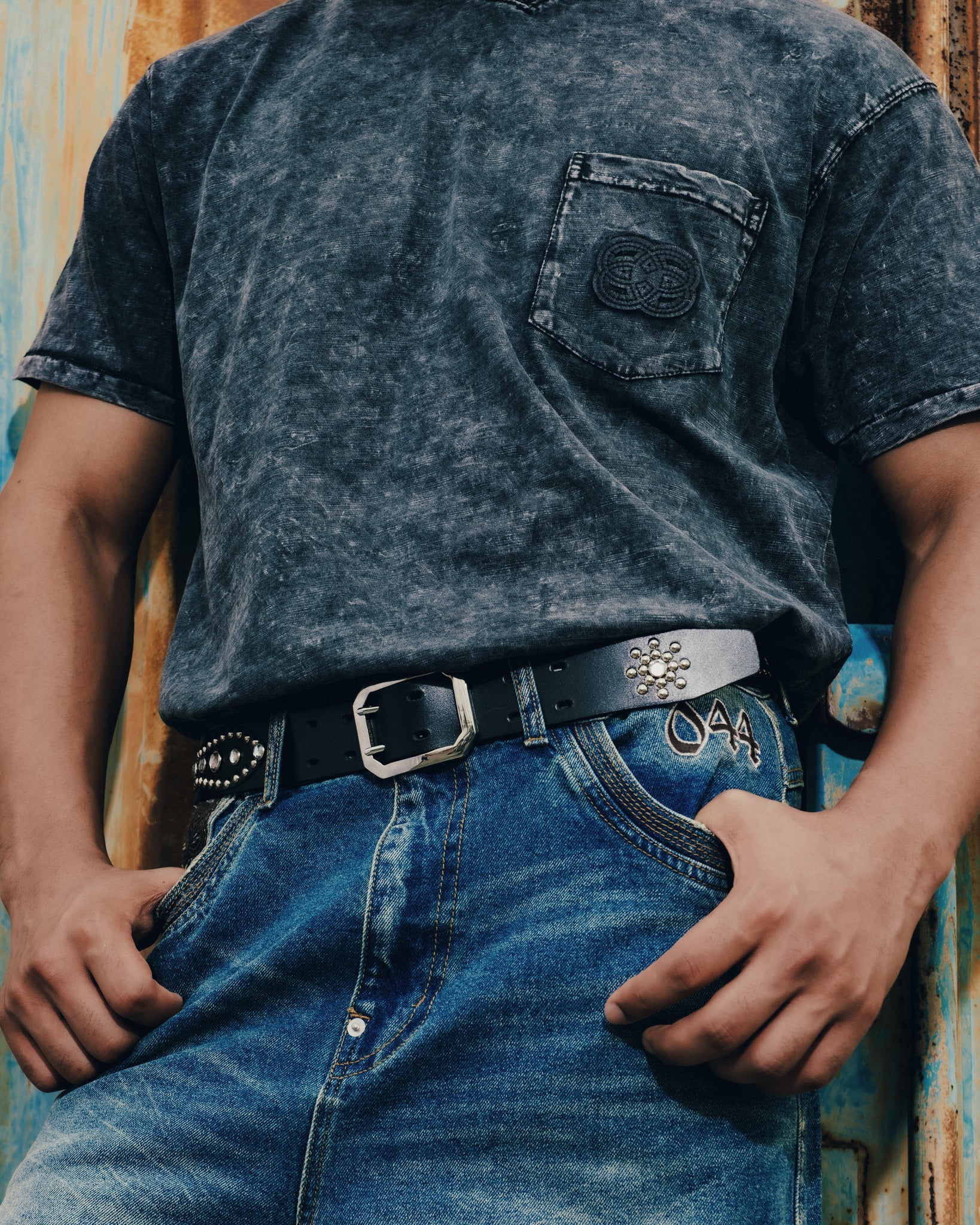 STUDS LOGO BELT / BLACK x BLACK