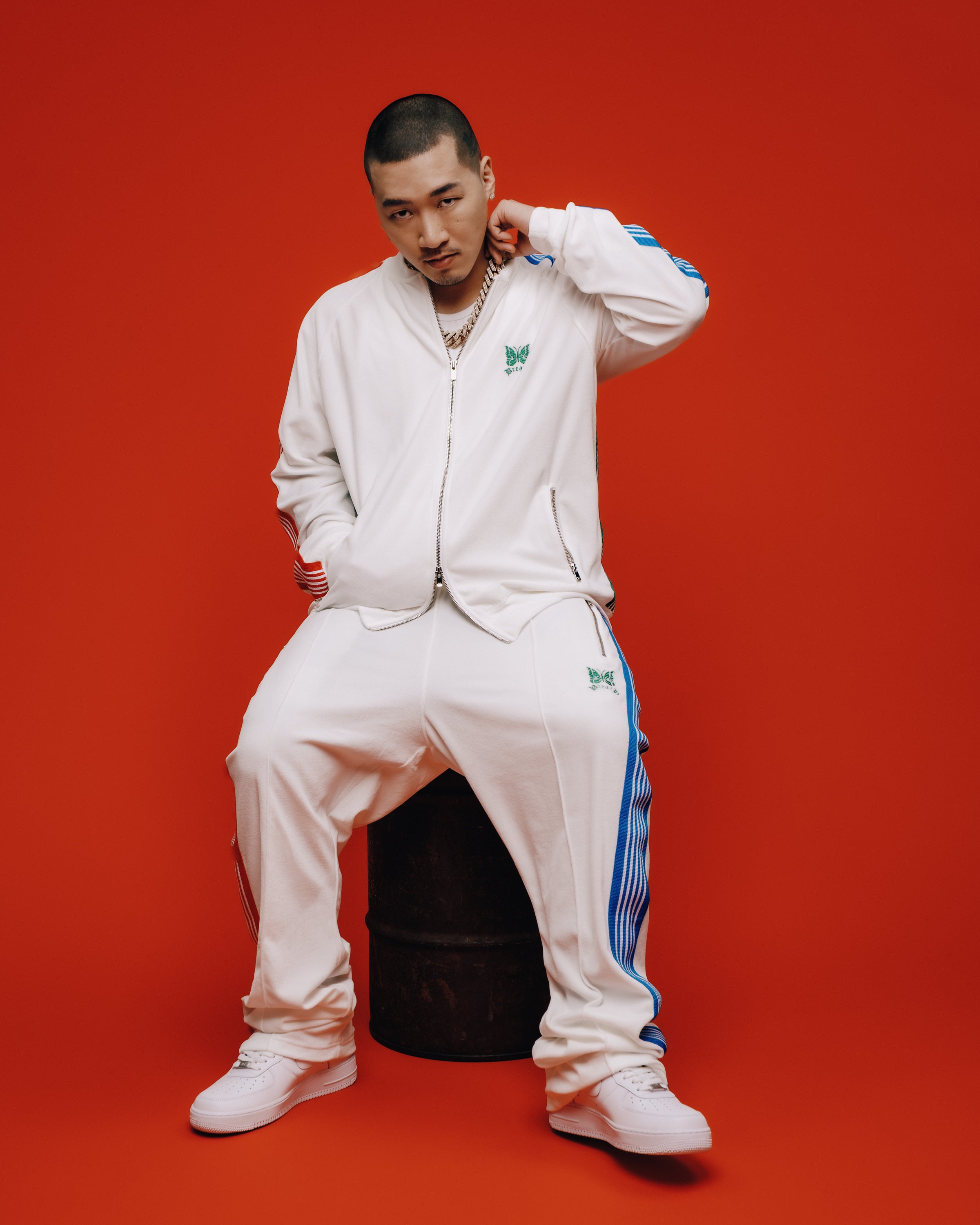 Needles NARROW TRACK PANT - C/PE VELOUR / WHITE – BREATH - サイズ