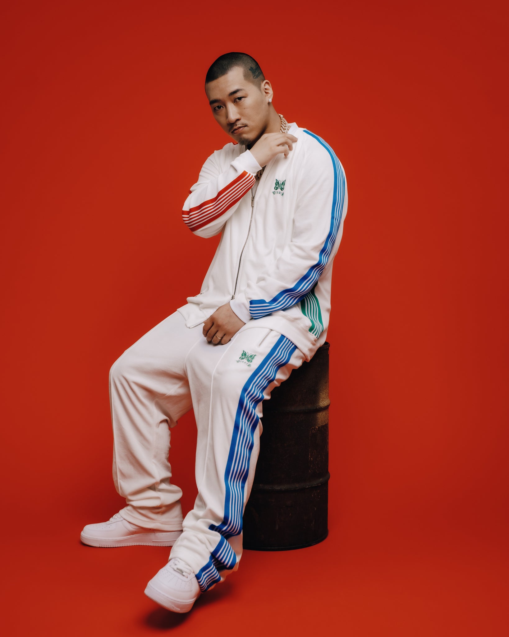× Needles NARROW TRACK PANT - C/PE VELOUR / WHITE