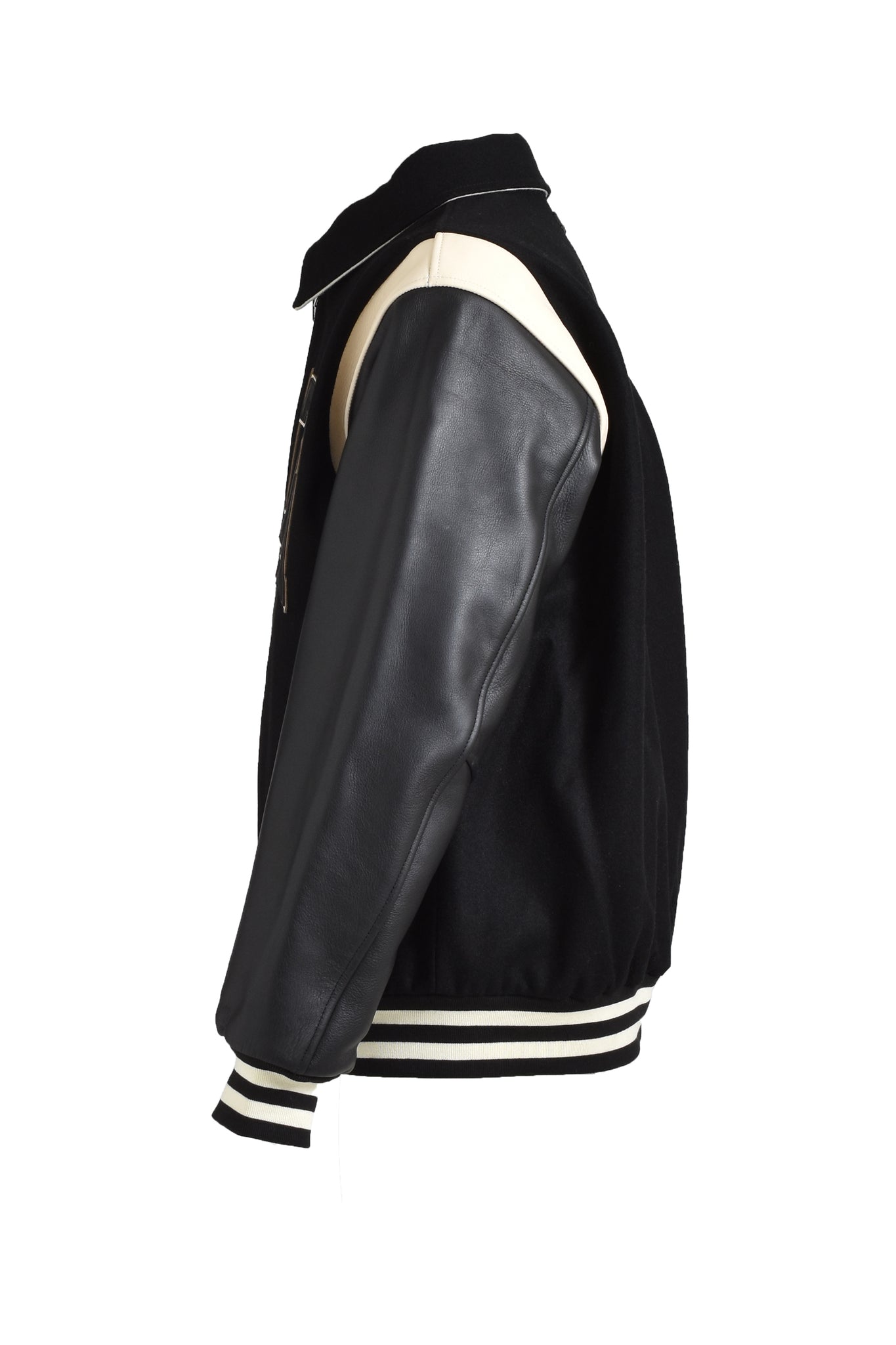 ARCH LOGO VERSITY JACKET / BLACK WHITE