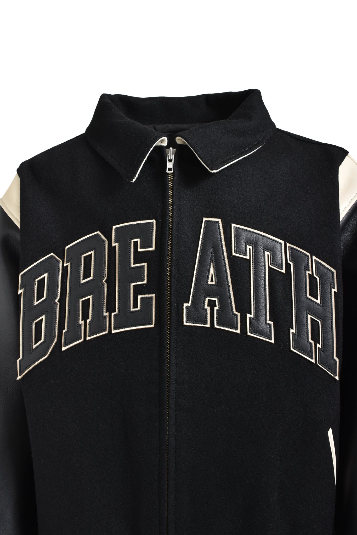 ARCH LOGO VERSITY JACKET / BLACK WHITE