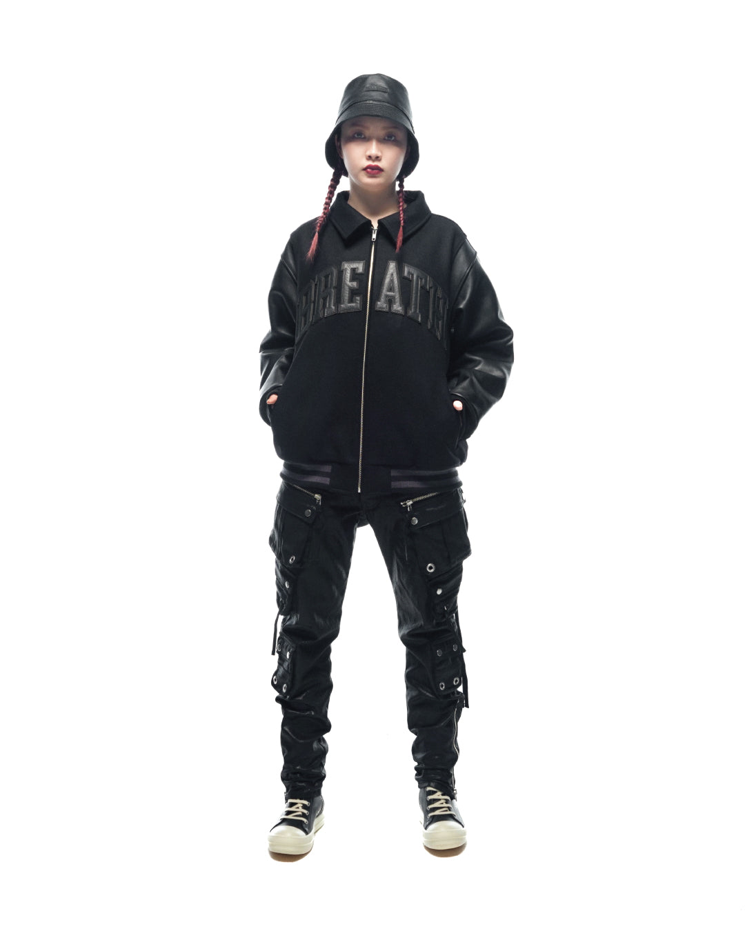 ARCH LOGO VERSITY JACKET / BLACK BLACK