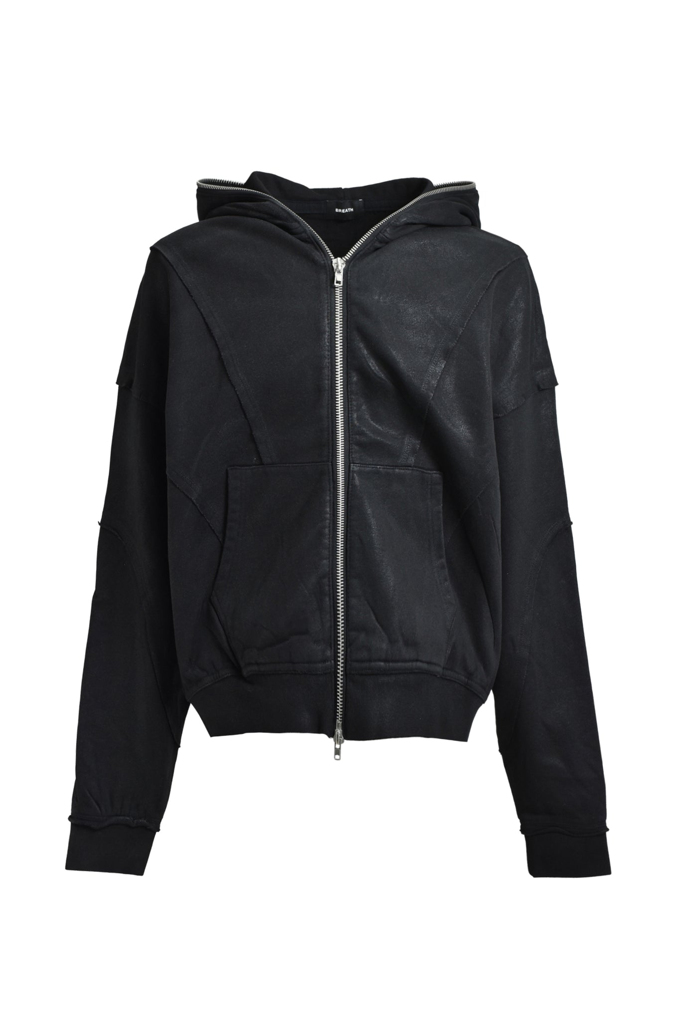 COATING ZIP UP HOODIE / BLACK