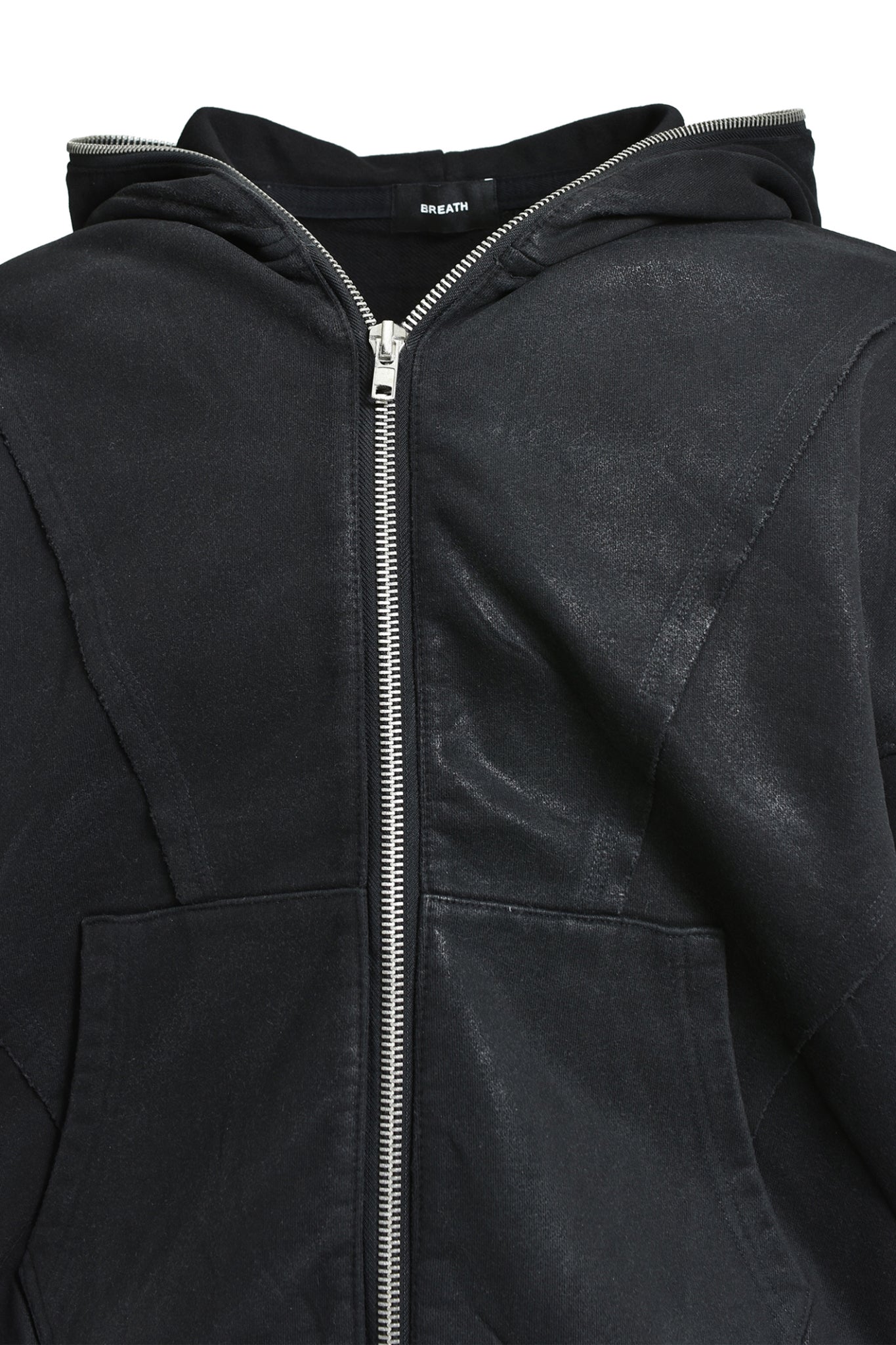 COATING ZIP UP HOODIE / BLACK