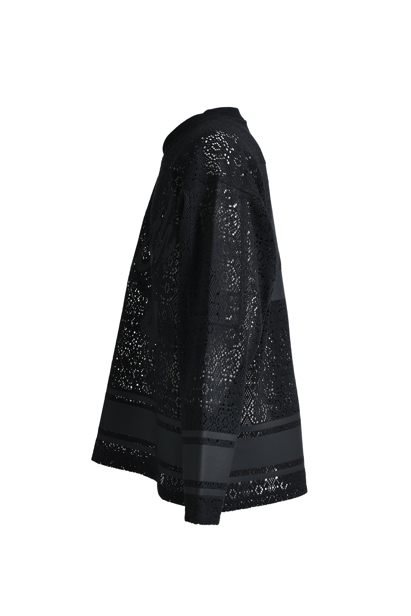 CROCHET LS GAME SHIRT / BLACK
